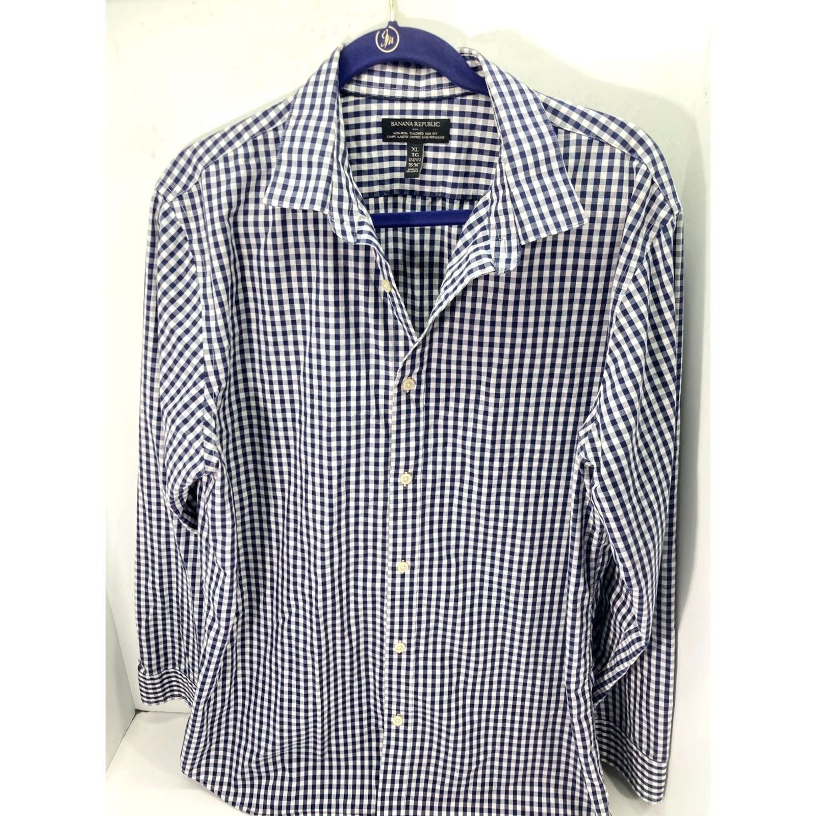 Banana Republic VINTAGE Banana Republic Button Up Shirt XL Mens Blue White Non Iron Tailored Slim Fit Size US XL / EU 56 / 4 - 2 Thumbnail