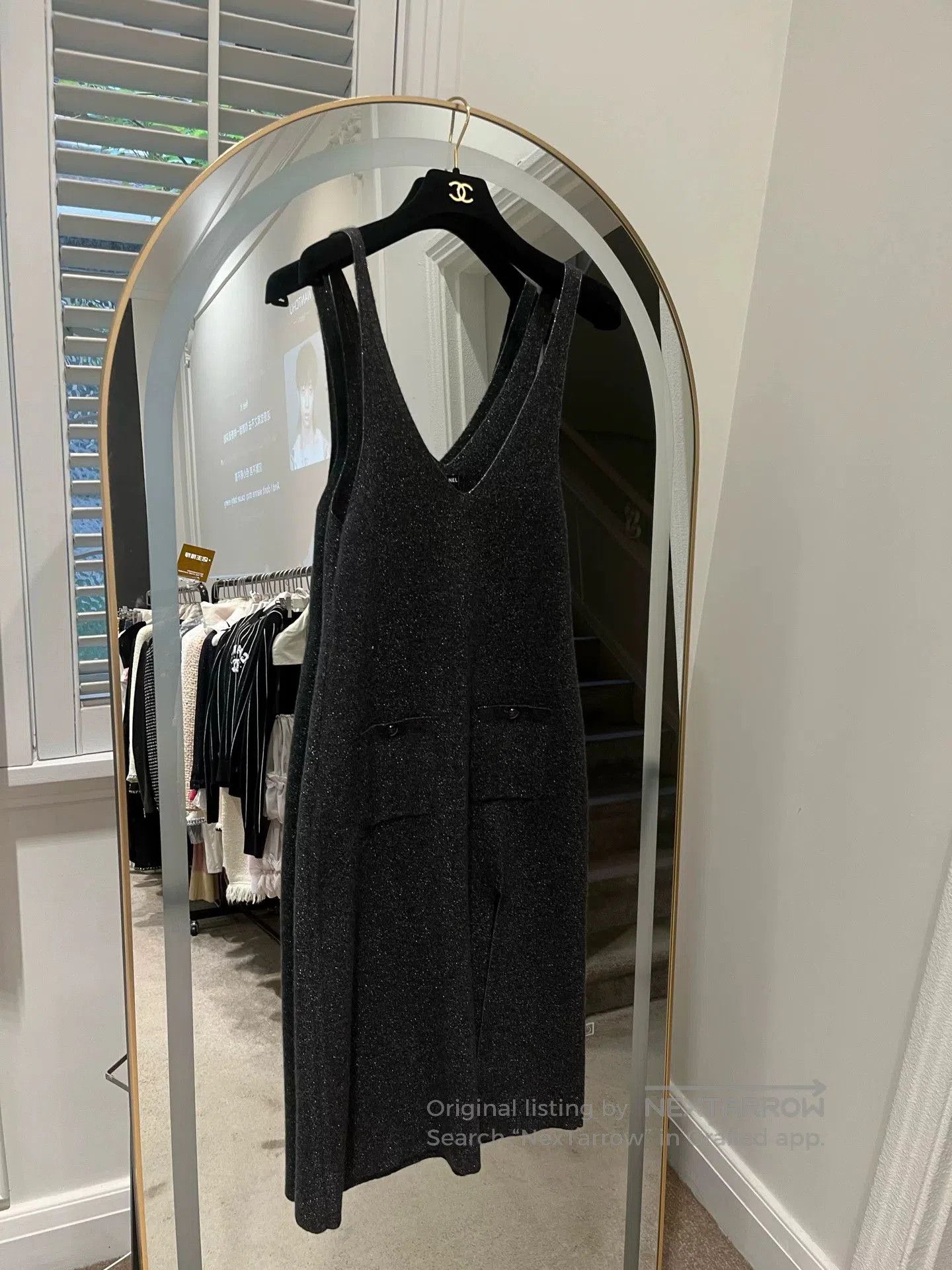 Chanel Chanel 23B Black Gray V-Neck Dress. Size US XS / EU 42 / 0 - 1 Thumbnail
