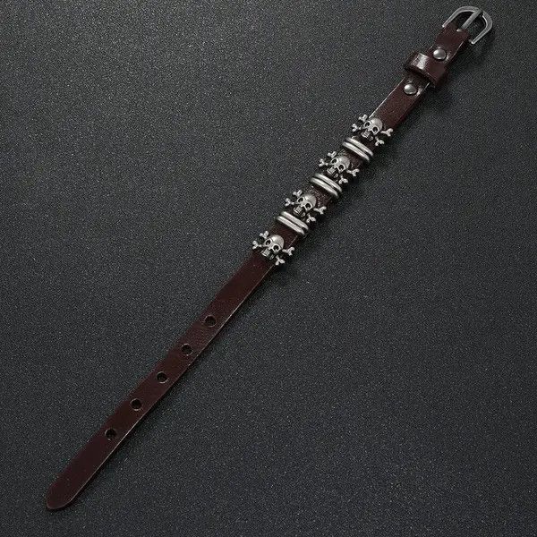 Japanese Brand × Leather Gothic Punk Skull Leather Bracelet Size ONE SIZE - 3 Thumbnail