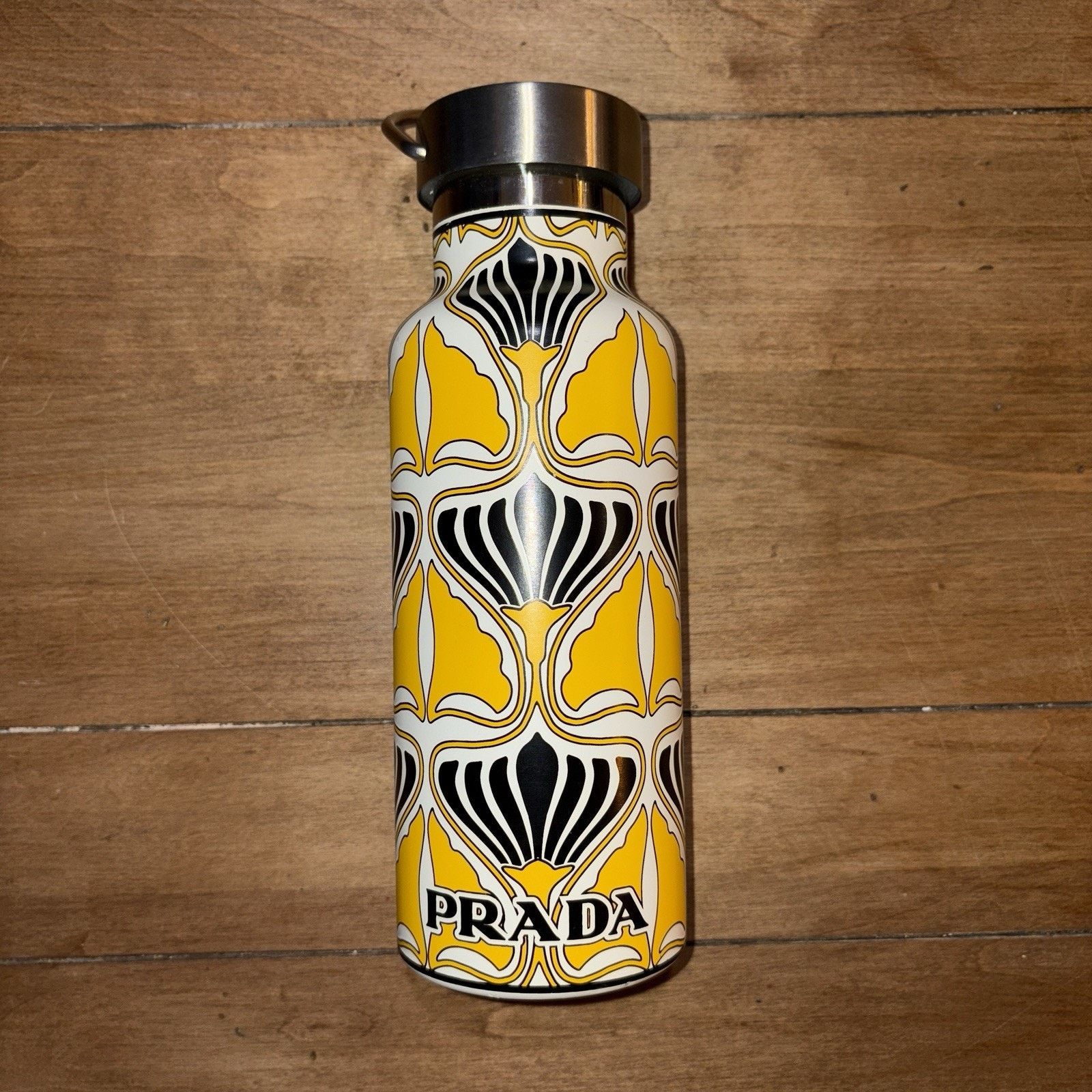 Prada Water Bottle 500ml Stainless Steel NEW Black & yellow