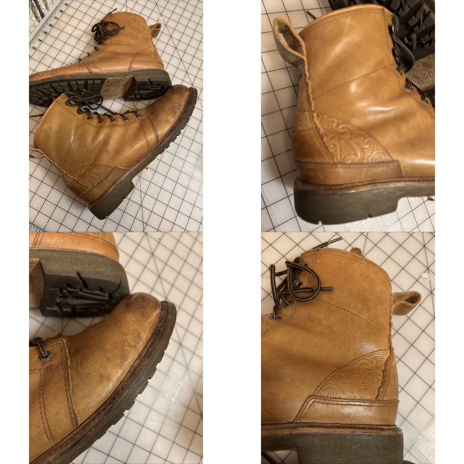OLUKAI Mauna Kea Brown Embossed Leather Hiking Gorpcore Side  display picture 1