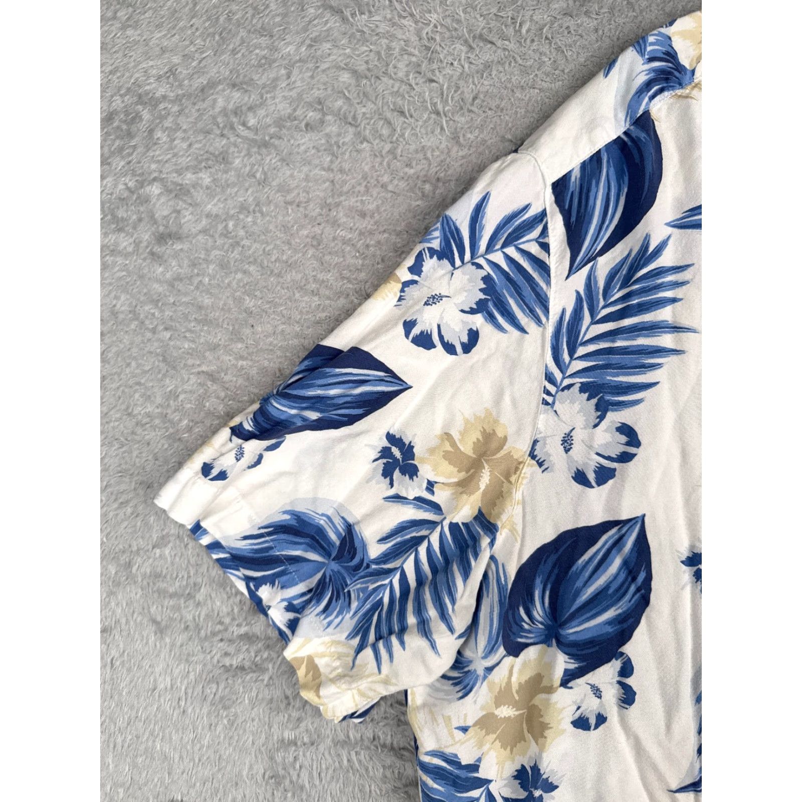 George George Hawaiian Shirt Men 3XL Blue Floral Button-Up Rayon Short Sleeve Size US XXL / EU 58 / 5 - 3 Thumbnail