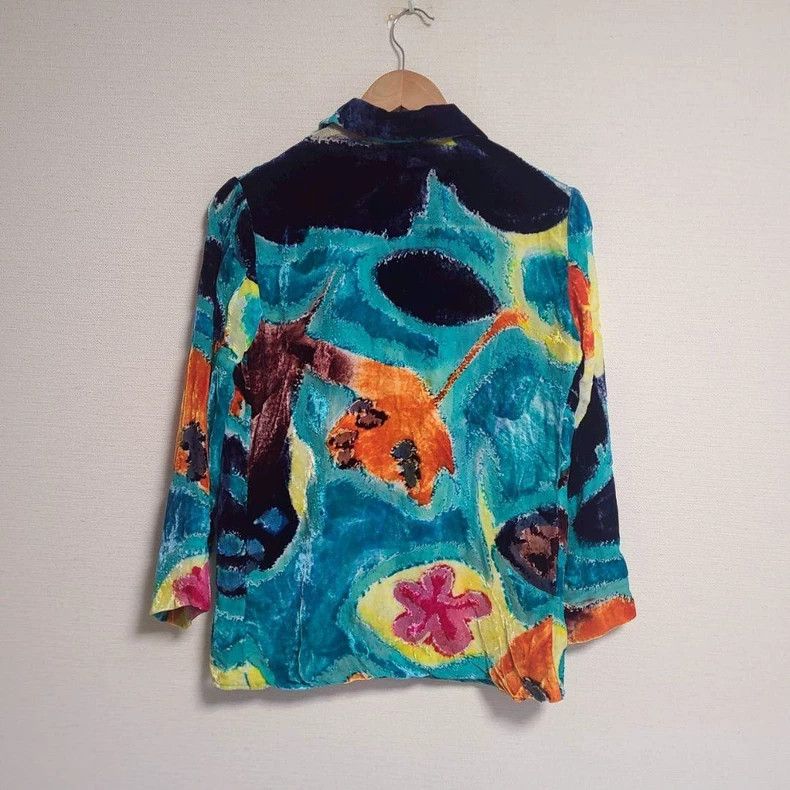 Issey Miyake Issey Miyake Blue silk blended floral cardigan Size M / US 6-8 / IT 42-44 - 4 Thumbnail