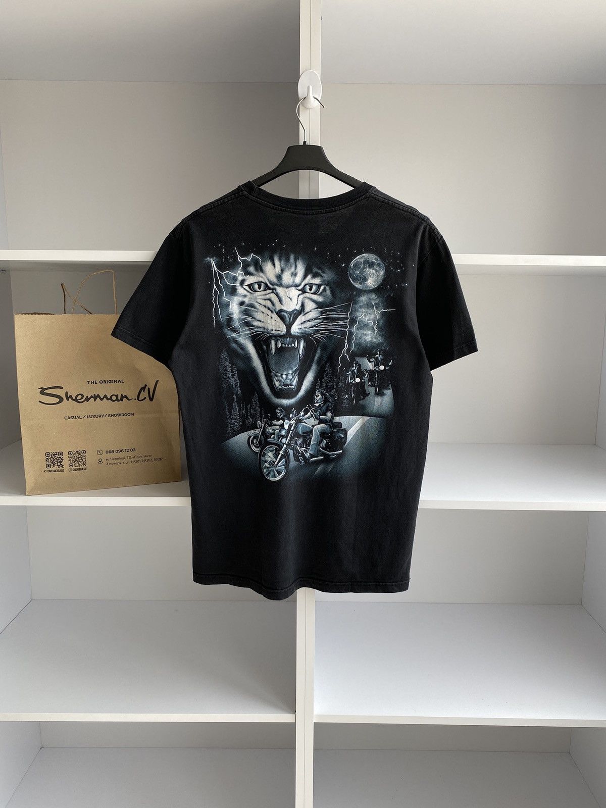 Harley Davidson × Vintage Harley Davidson tee 3D style moon night cat Size US M / EU 48-50 / 2 - 6 Thumbnail