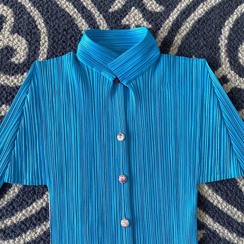 Issey Miyake Issey Miyake Blue Fuwa pleated long-sleeved shirt Size L / US 10 / IT 46 - 3 Thumbnail