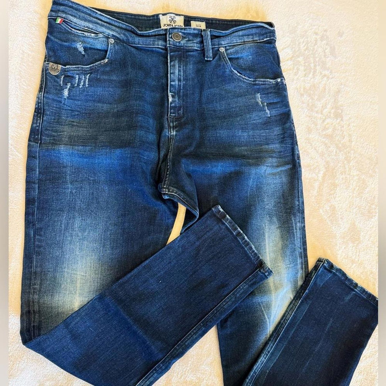 Designer Stylish Distressed Denim Jeans by John John Size US 34 / EU 50 - 1 Thumbnail