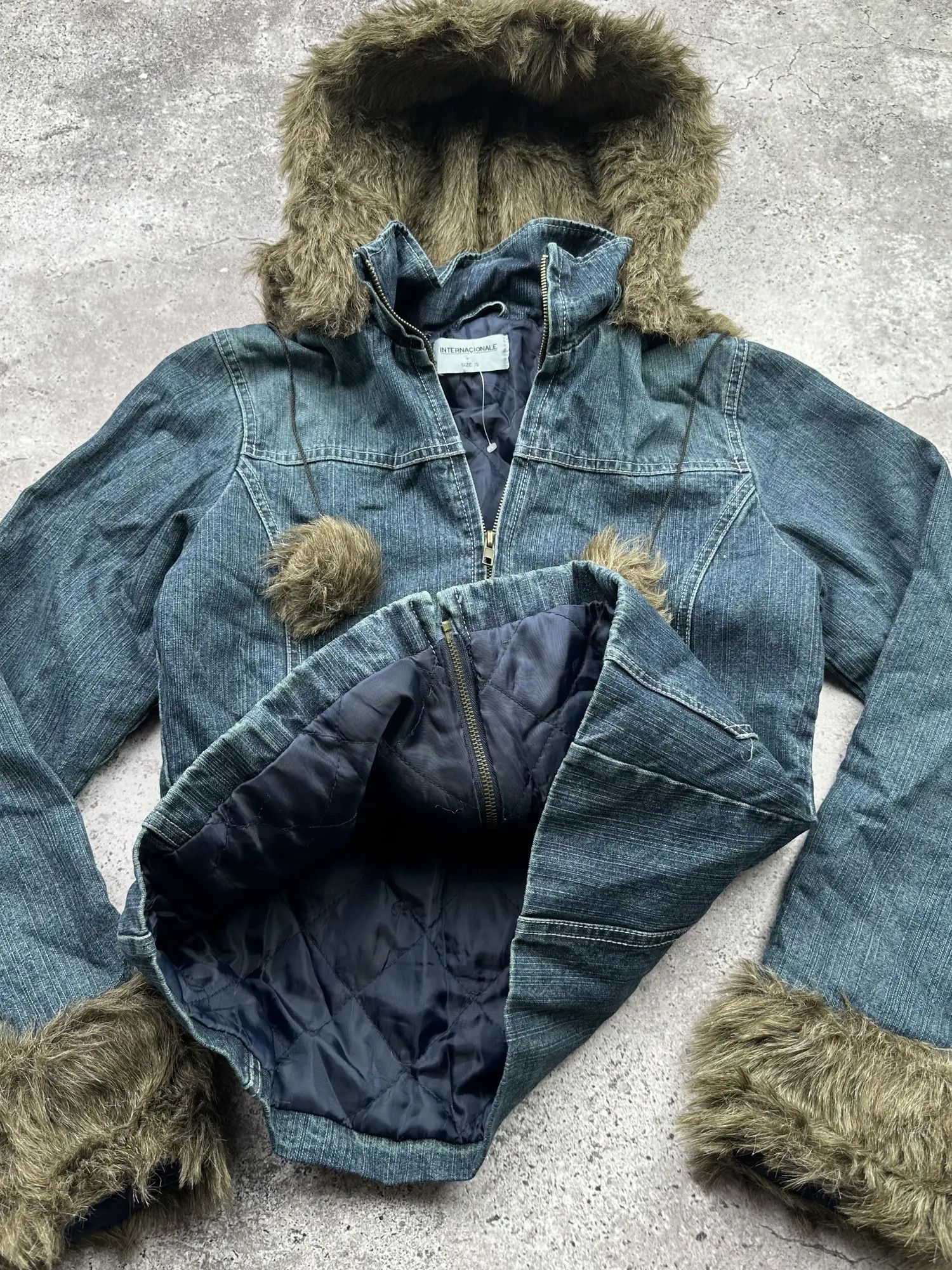 Japanese Brand Vintage Faux Fur Denim Jacket C607(V77) Size M / US 6-8 / IT 42-44 - 4 Thumbnail