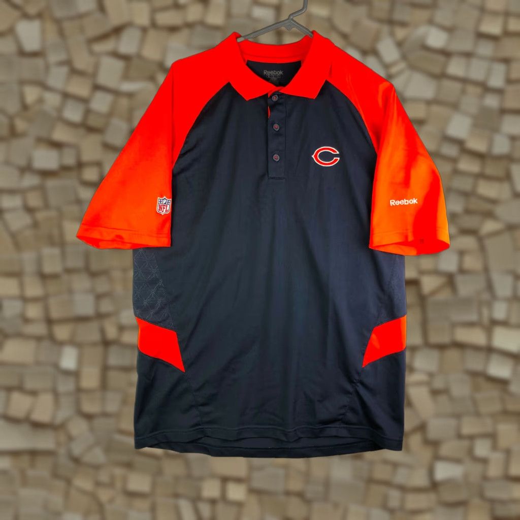 Reebok Reebok NFL Chicago Bears Mens L Short Sleeve Collared Shirt 100% Polyester Polo Football Blue Bears Logo Solid Batm an? Size US L / EU 52-54 / 3 - 1 Thumbnail