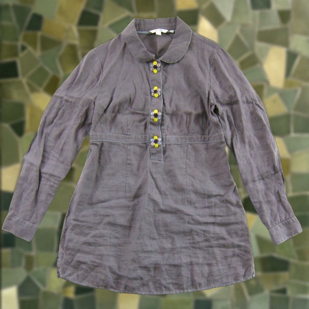 Boden Boden Blouse Shirt Women 8 100% Linen Grey Button Collared Long Sleeve Tunic Blouse Classic Knit?? Size M / US 6-8 / IT 42-44 - 1 Thumbnail