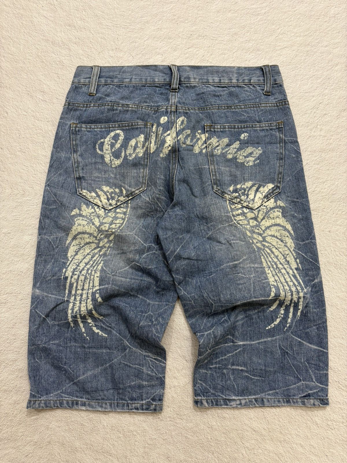 Kapital 2000s Nylus japan poem acid wash Jorts denim Y2k style Size US 31 - 1 Thumbnail
