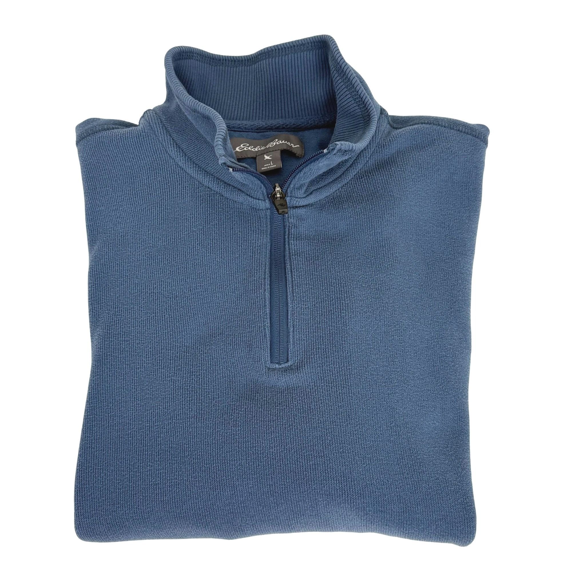 Eddie Bauer Eddie Bauer Men's 1/4-Zip Cotton Sweater Blue Size L Size US L / EU 52-54 / 3 - 1 Thumbnail