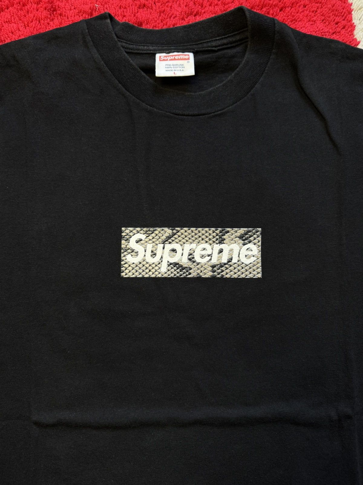 Supreme 2006 Harajuku Black Snakeskin Box Logo Tshirt Preshrunk online Cotton Large