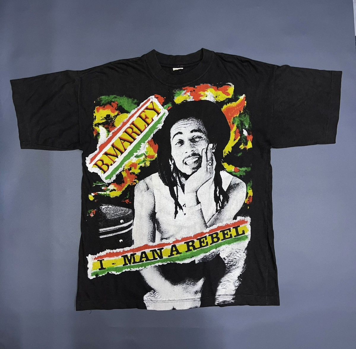 Band Tees × Vintage VINTAGE BOB MARLEY 90s ALL OVER PRINT BAND TEES Size US XL / EU 56 / 4 - 1 Thumbnail