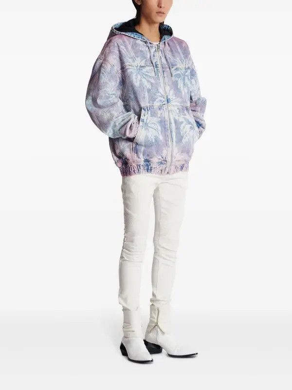 Balmain o1s1wg111025 Printed Denim Bomber Jacket in Blue Size US S / EU 44-46 / 1 - 2 Thumbnail