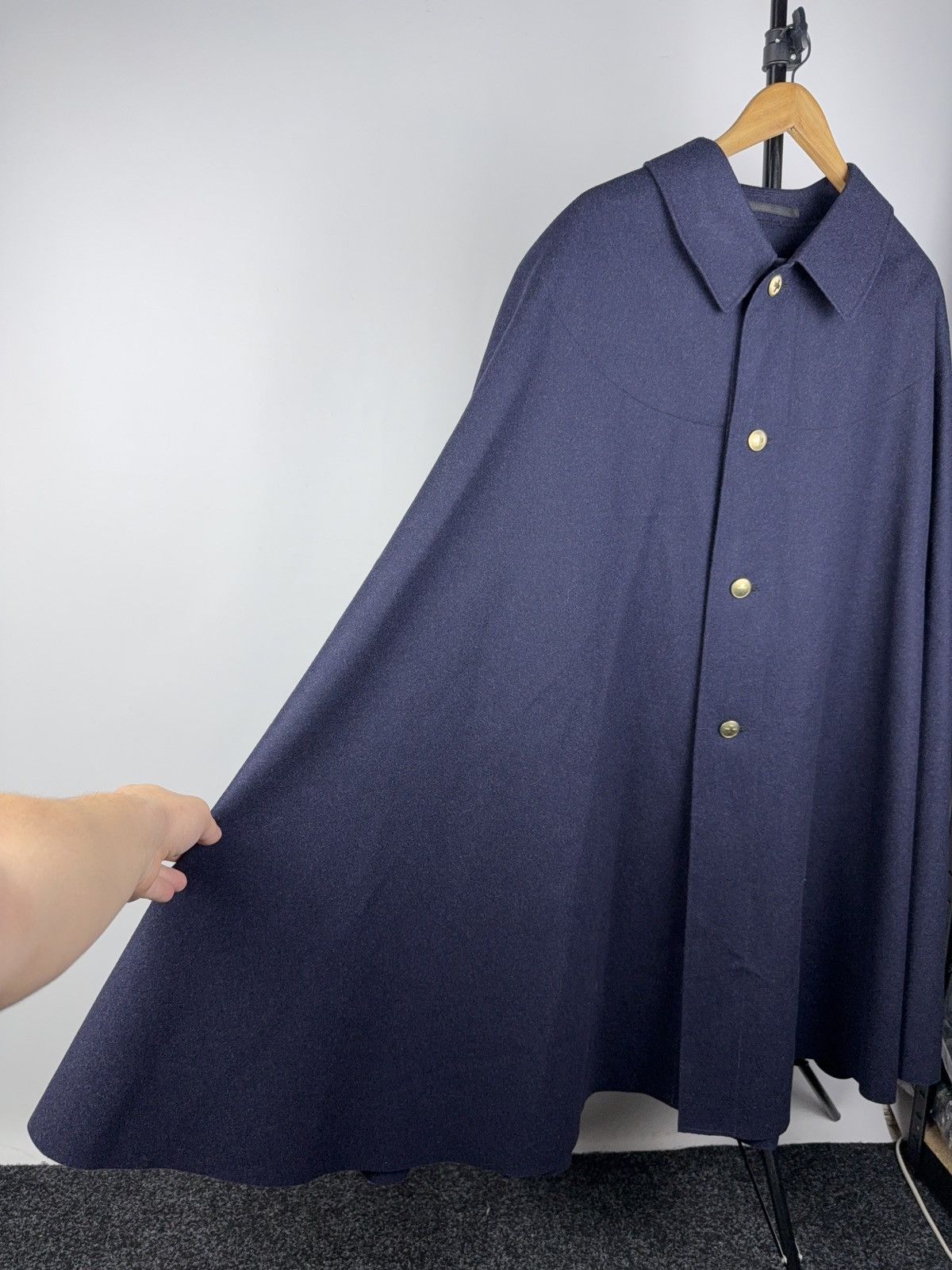 Vintage Vintage 80s Retro German Navy Wool Cape Coat Military Style Size US L / EU 52-54 / 3 - 4 Thumbnail