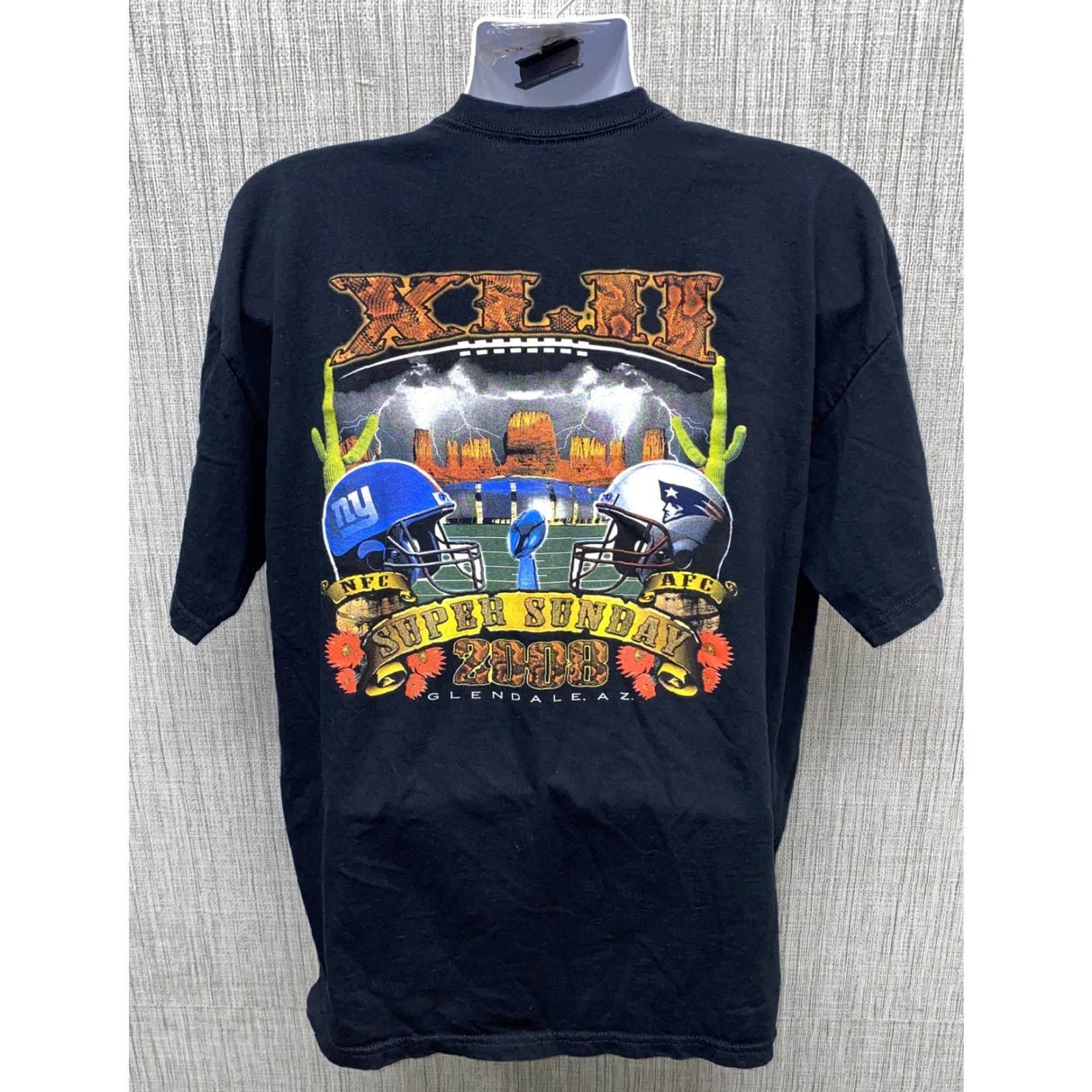 Gildan Gildan T-Shirt XL 2008 SUPERBOWL SUNDAY XLII Graphic Black Mens XL Size US XL / EU 56 / 4 - 2 Thumbnail