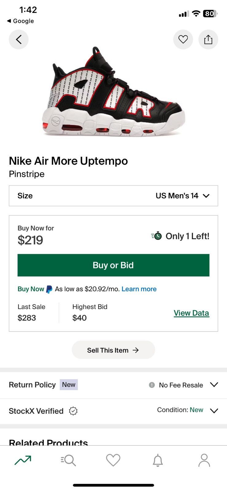 Nike Air More Uptempo Pinstripe Size US 14 / EU 47 - 15 Thumbnail