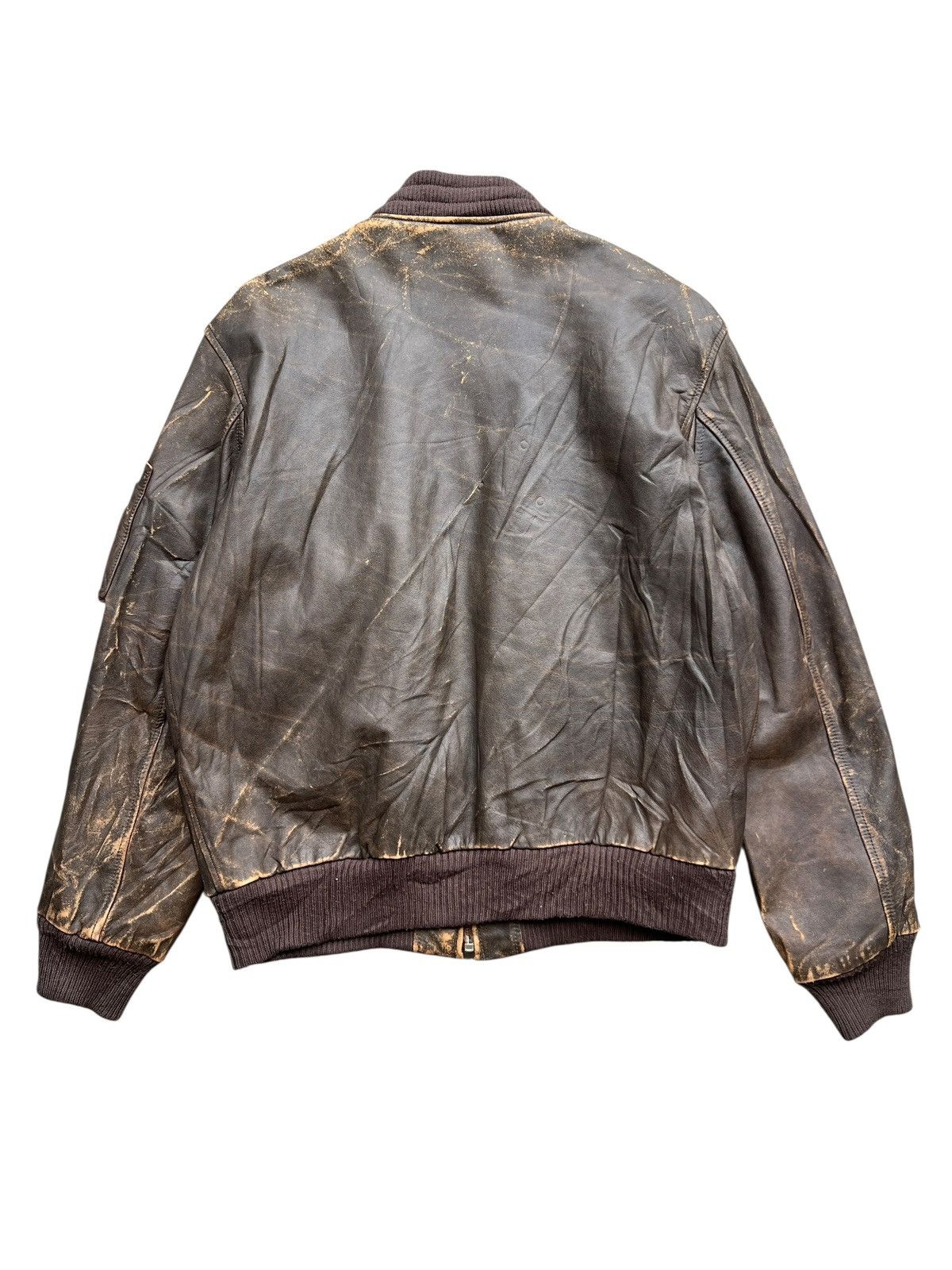 Vintage Vintage 80s Japanese Distressed Sunfaded Leather Jacket Size US M / EU 48-50 / 2 - 2 Thumbnail