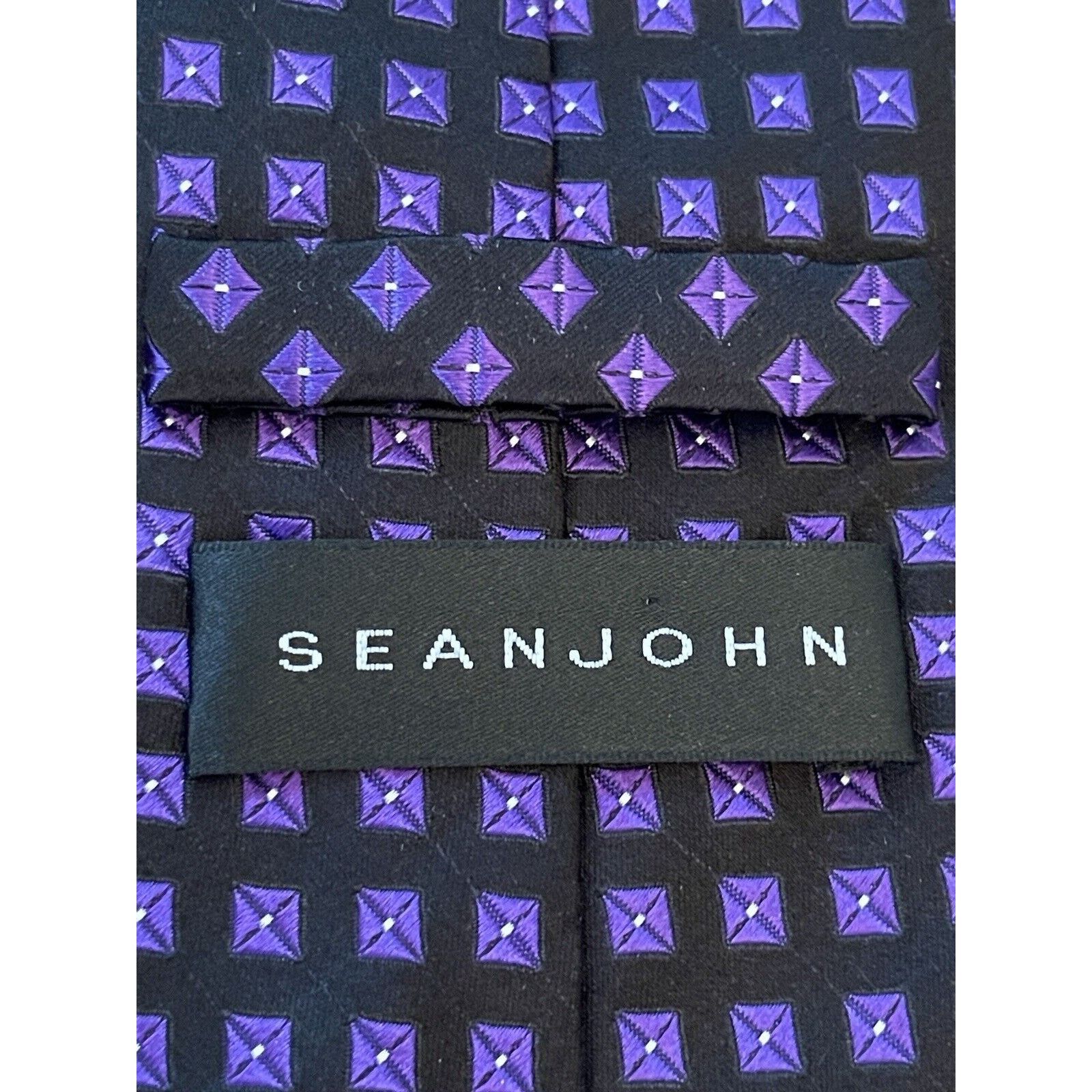 Sean John Sean John Black Purple 100% Silk Mens Neck Tie Made In China Size ONE SIZE - 8 Thumbnail
