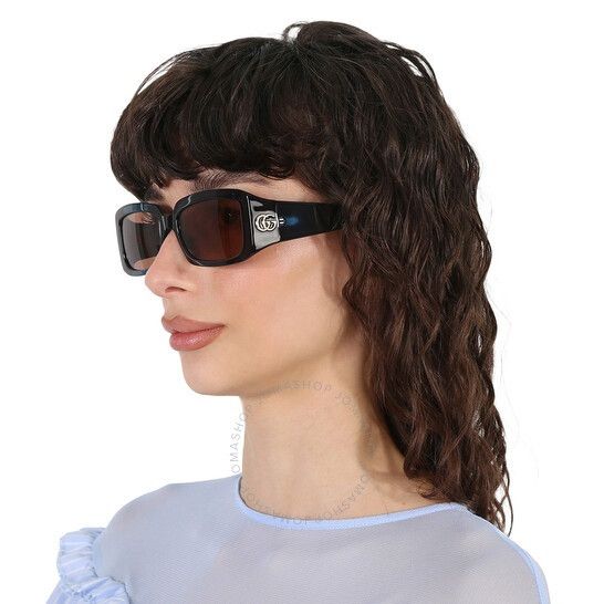 Gucci NEW Gucci GG1403S 002 Brown Unisex Rectangle Sunglasses Size ONE SIZE - 8 Thumbnail