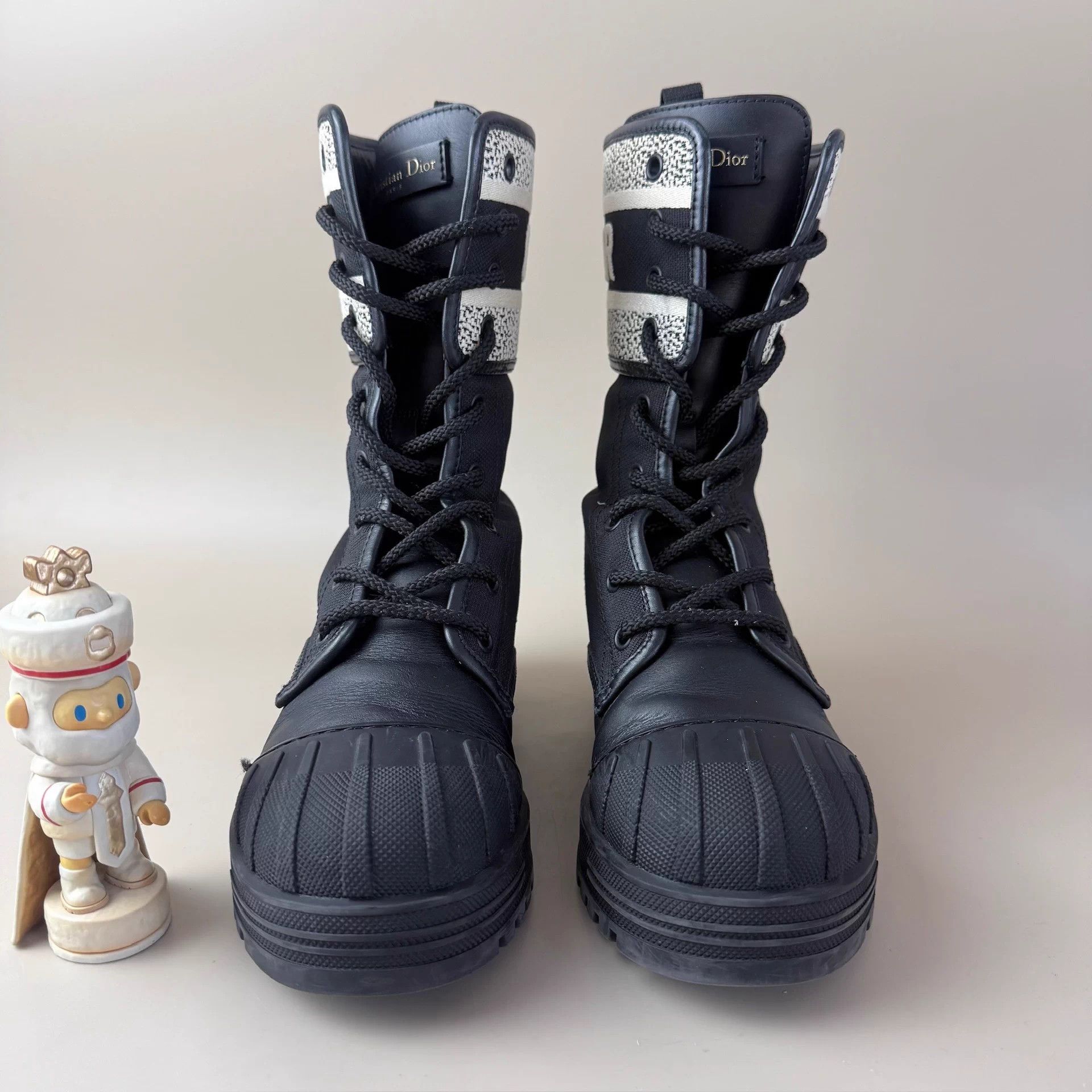 Dior B&W Shelltoe Embroidered Short Boots