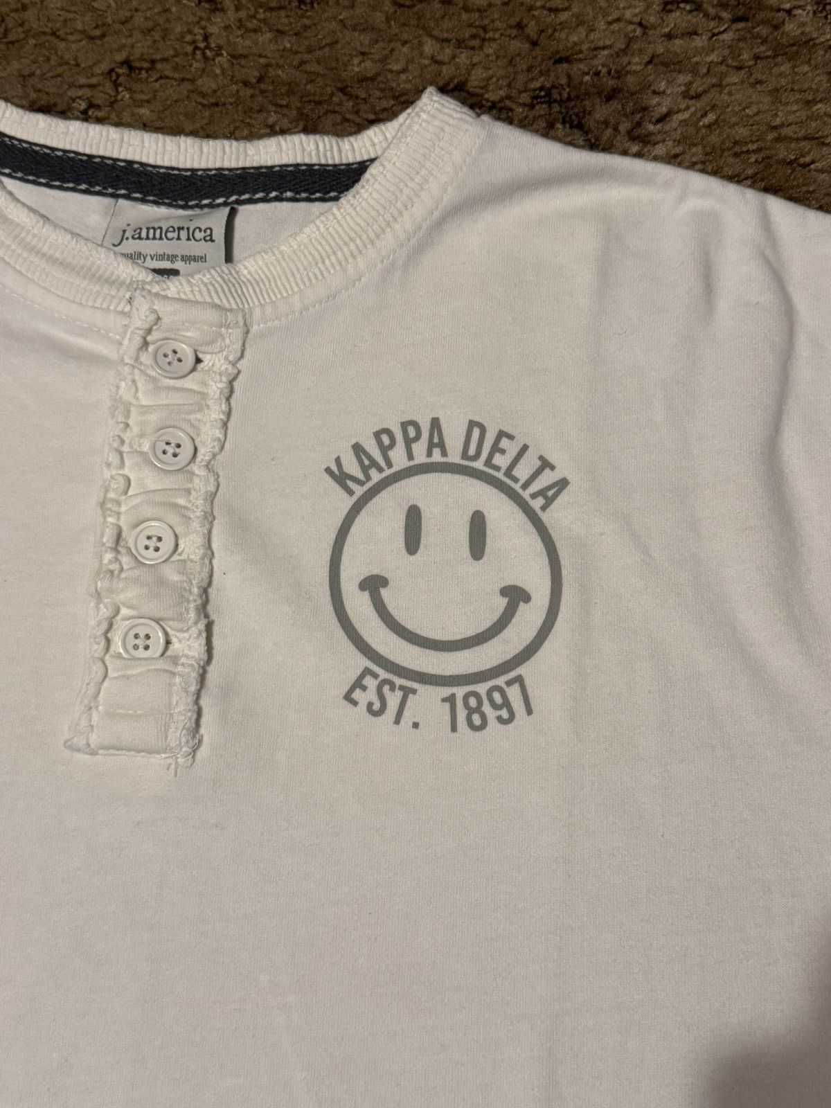 J. America Kappa Delta Sorority Smiley Face Long Sleeve Tee White Large Size US L / EU 52-54 / 3 - 2 Thumbnail