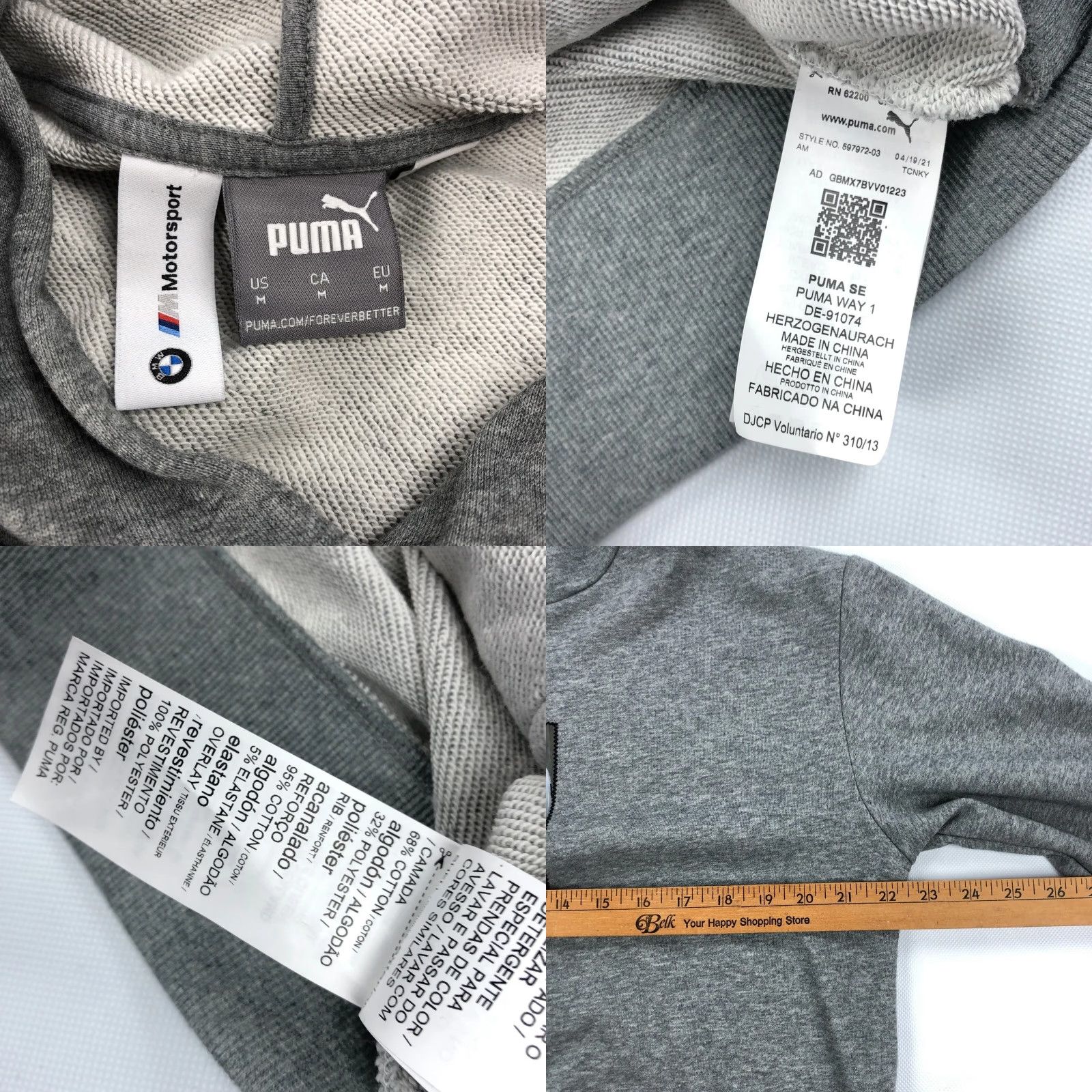 Puma PUMA BMW M Motorsport M8 GT3 Hoodie Mens Gray Pullover Sweatshirt Size M Size US M / EU 48-50 / 2 - 8 Thumbnail