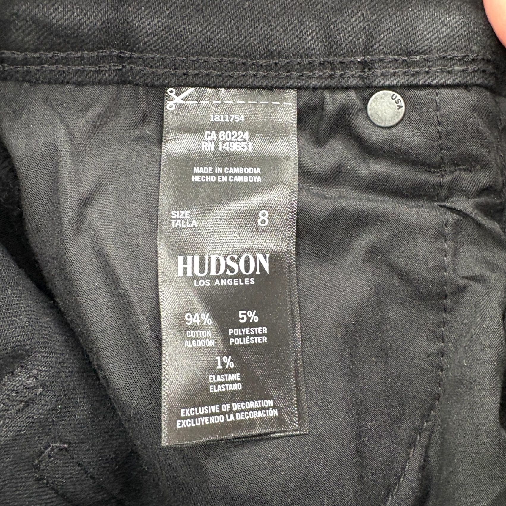 Hudson Hudson Jeans Womens 8 Mid Rise Skinny Stretch Denim Flap Pockets Ankle Black Size 30" / US 8 / IT 44 - 5 Thumbnail