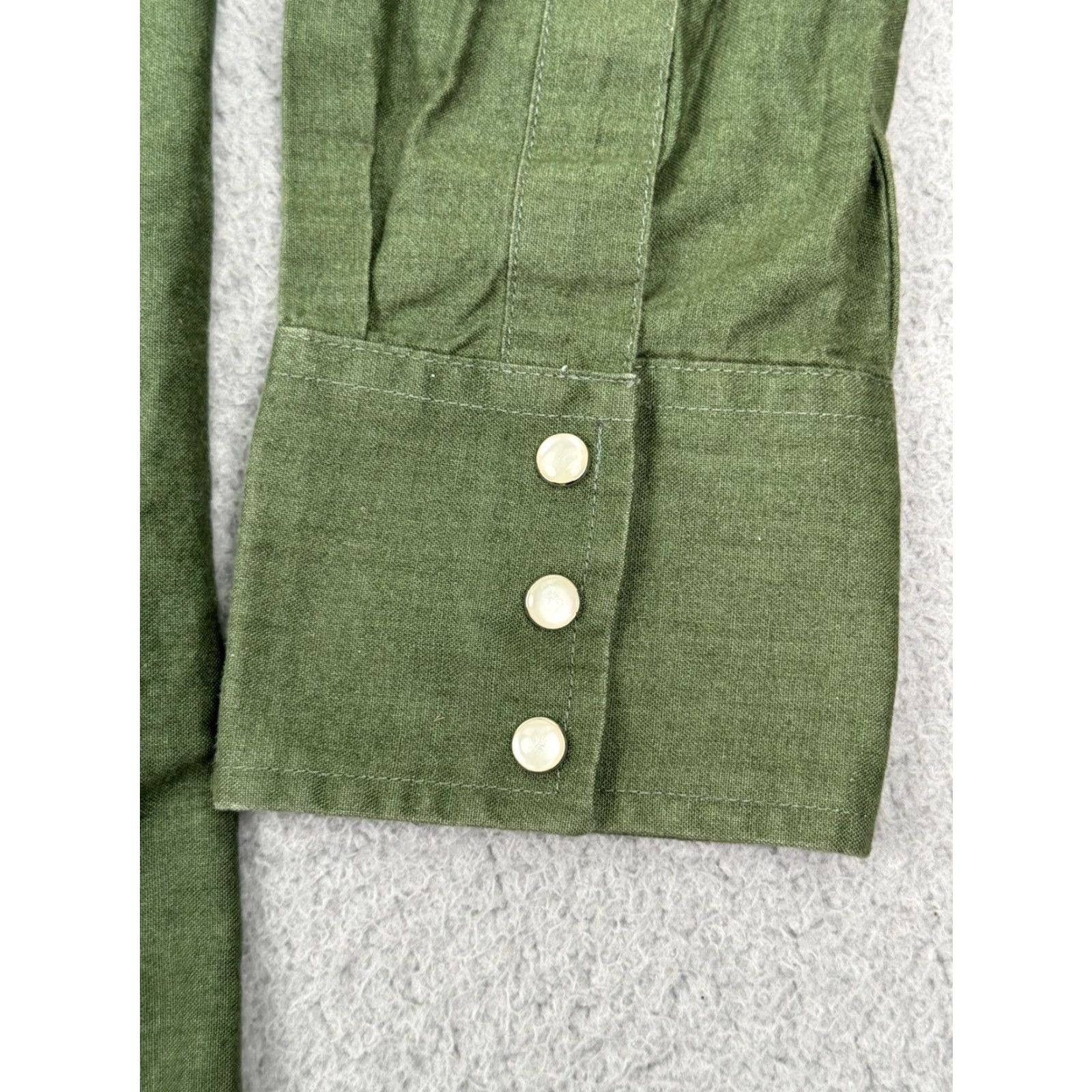 VINTAGE Wrangler Western Shirt Men XL Long Sleeve Green Cotton Cowboy Rodeo Button-up Western Apparel