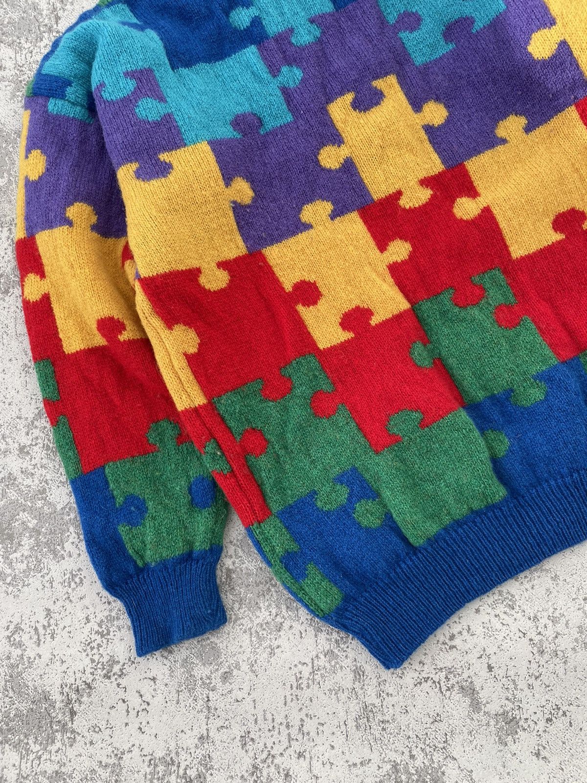 Vintage Vintage Puzzle Made in Scotland 🏴󠁧󠁢󠁳󠁣󠁴󠁿 Wool Sweater Size US M / EU 48-50 / 2 - 2 Thumbnail