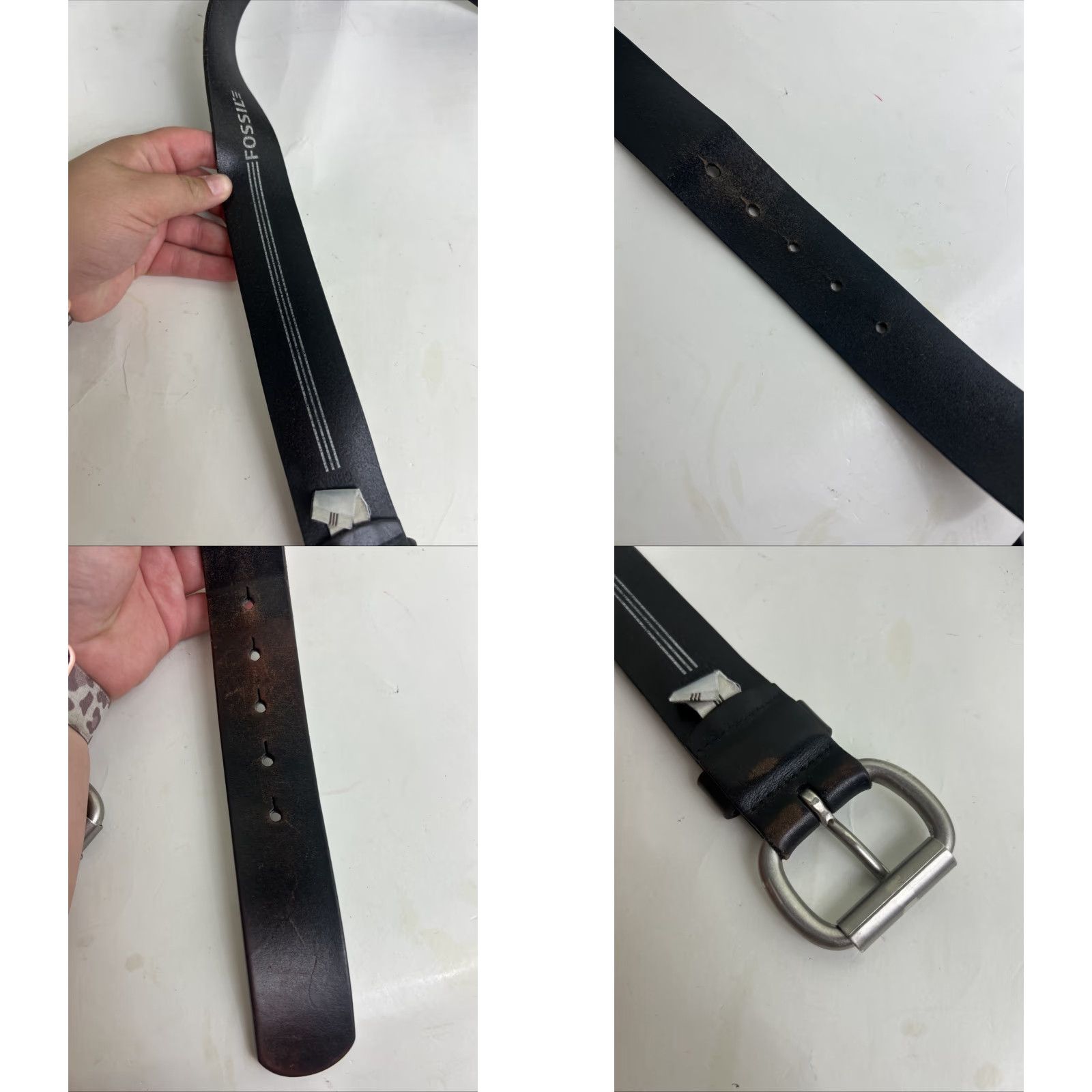 Fossil Fossil Belt Men Leather Brown Size 36 Letter Imprint Cowhide Buckle Size 36 - 8 Thumbnail