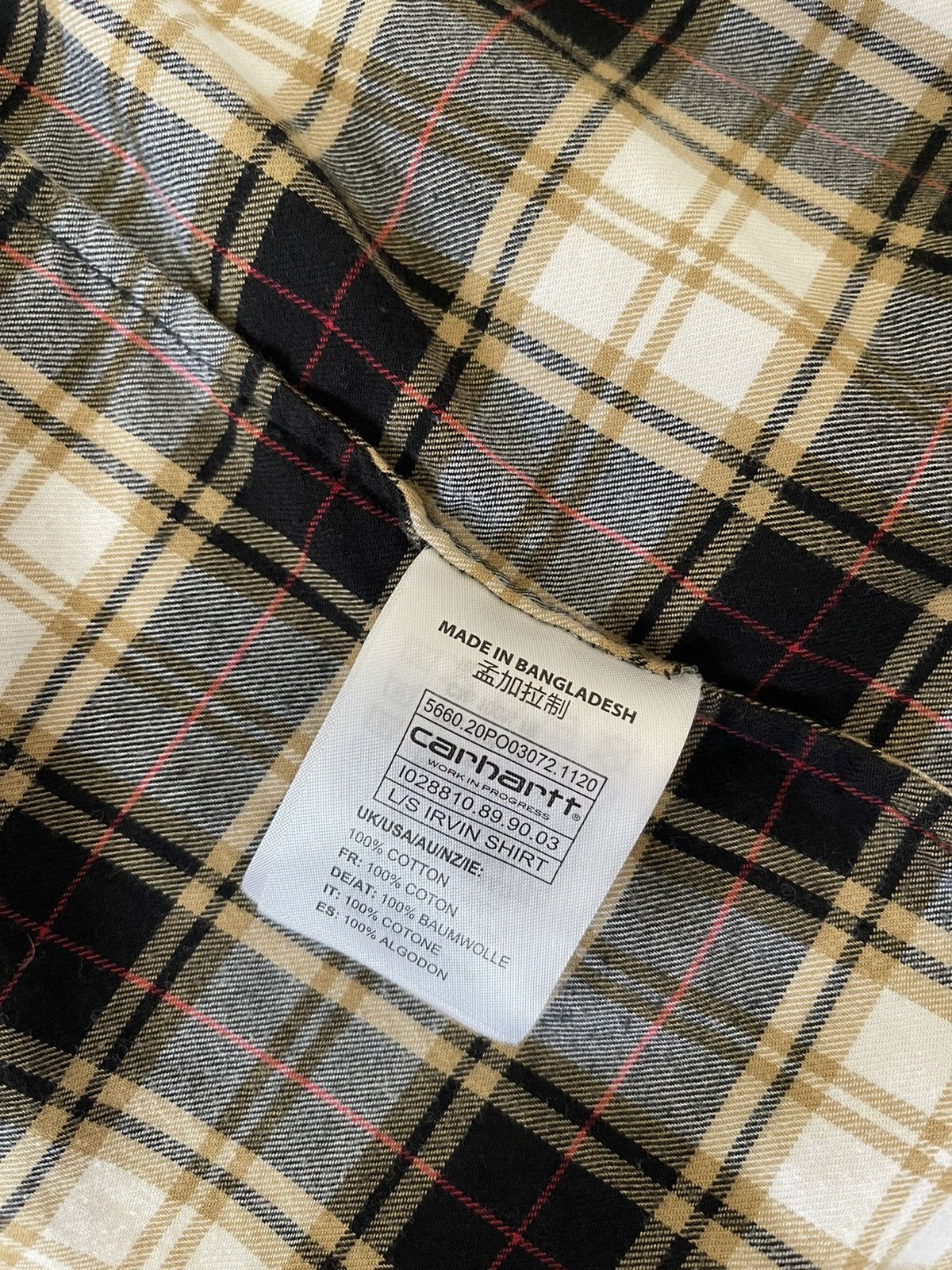 Carhartt × Carhartt Wip × Vintage Carhartt Work In Progress Black Irvin Check Flannel Shirt Size US L / EU 52-54 / 3 - 7 Thumbnail