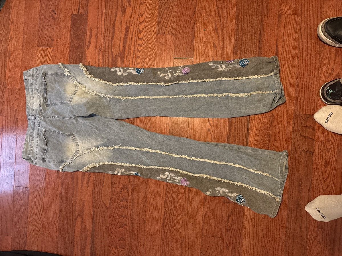 Other Mens Distressed Floral Patchwork Jeans Size US 34 / EU 50 - 2 Thumbnail