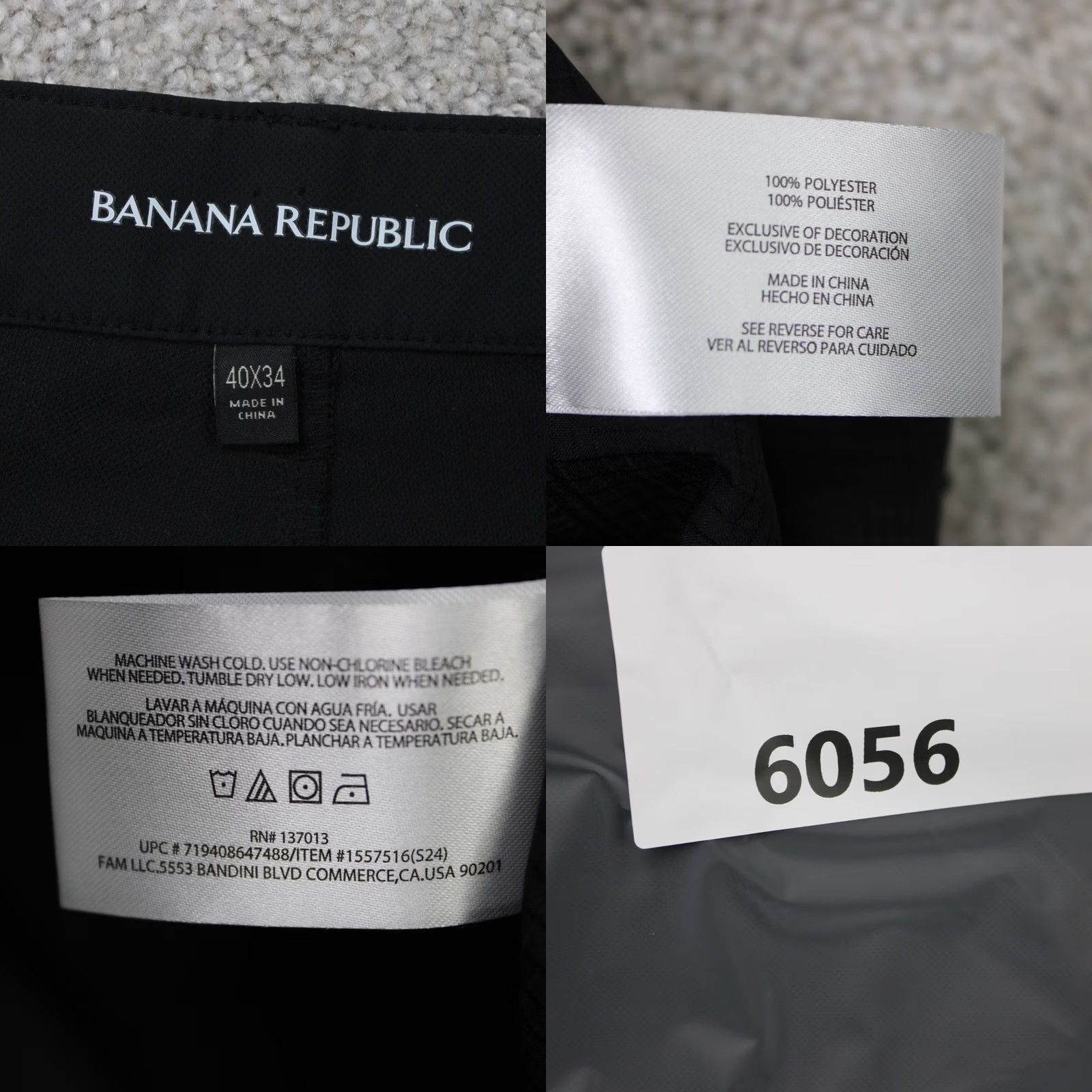 Banana Republic Banana Republic Pants Mens 40x34 Black Flat Front Straight Leg Polyester Wool Cotton Size US 40 / EU 56 - 9 Thumbnail