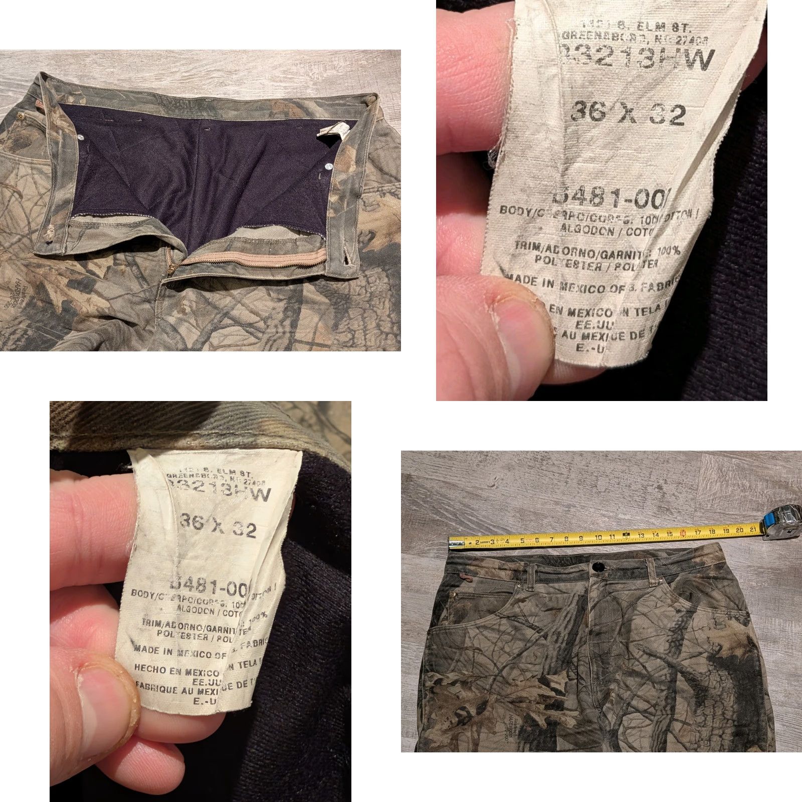 Wrangler VINTAGE Wrangler Rugged Wear Lined Camo Jeans Mens 36x31 RealTree Hardwoods Pants 5-Pocket Denim Wool? (remove inaccurate). Size US 36 / EU 52 - 8 Thumbnail