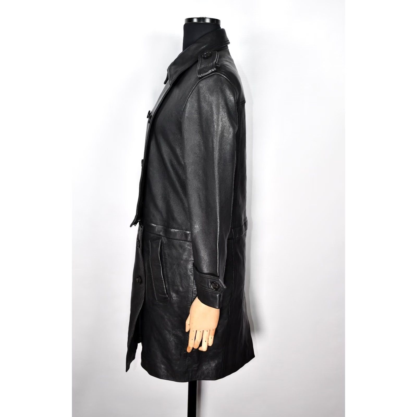Allsaints AllSaints TRAE TRENCH Convertible Jacket Women US 6 Black Leather Trench Coat Mid-Length Long Sleeve Button Dry Clean Only Modern Vintage: No Womens Size M / US 6-8 / IT 42-44 - 4 Thumbnail