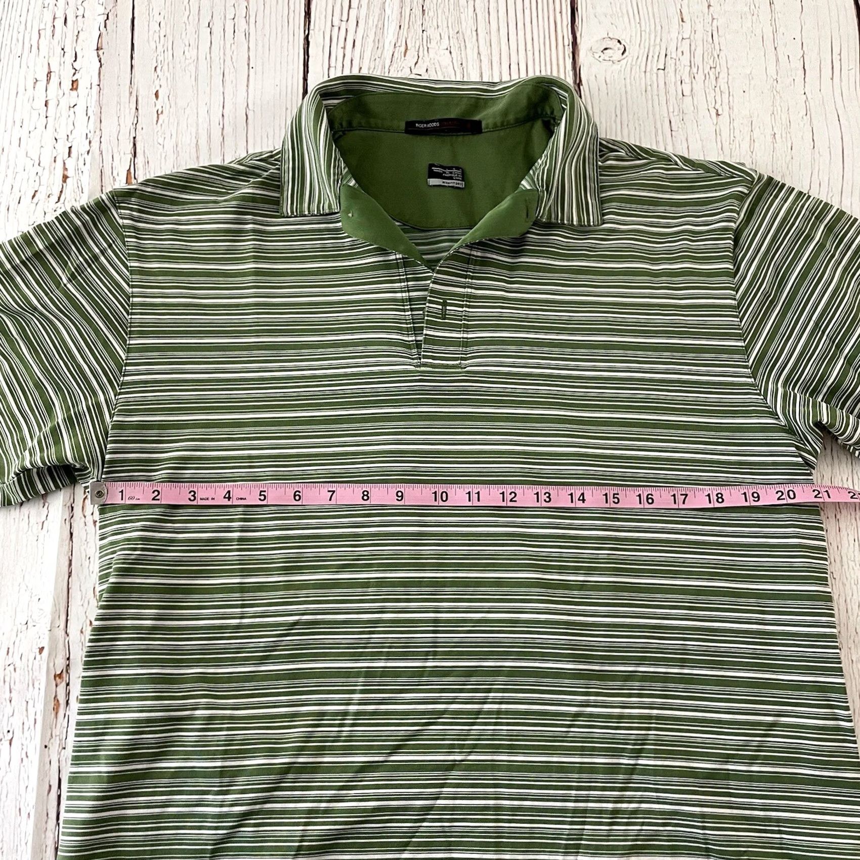 Nike VINTAGE Nike Tiger Woods Striped Short Sleeve Golf Polo Shirt Mens Large Green Size US L / EU 52-54 / 3 - 3 Thumbnail