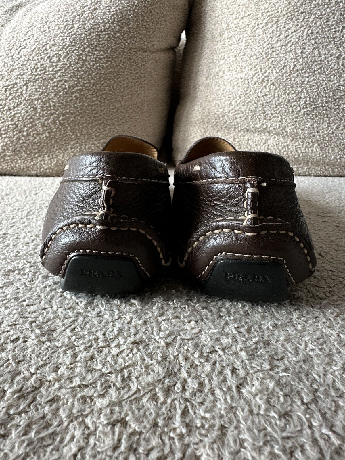 Prada Luxury Vintage Prada leather brown loafers moccasins women Size US 6 / IT 36 - 7 Thumbnail
