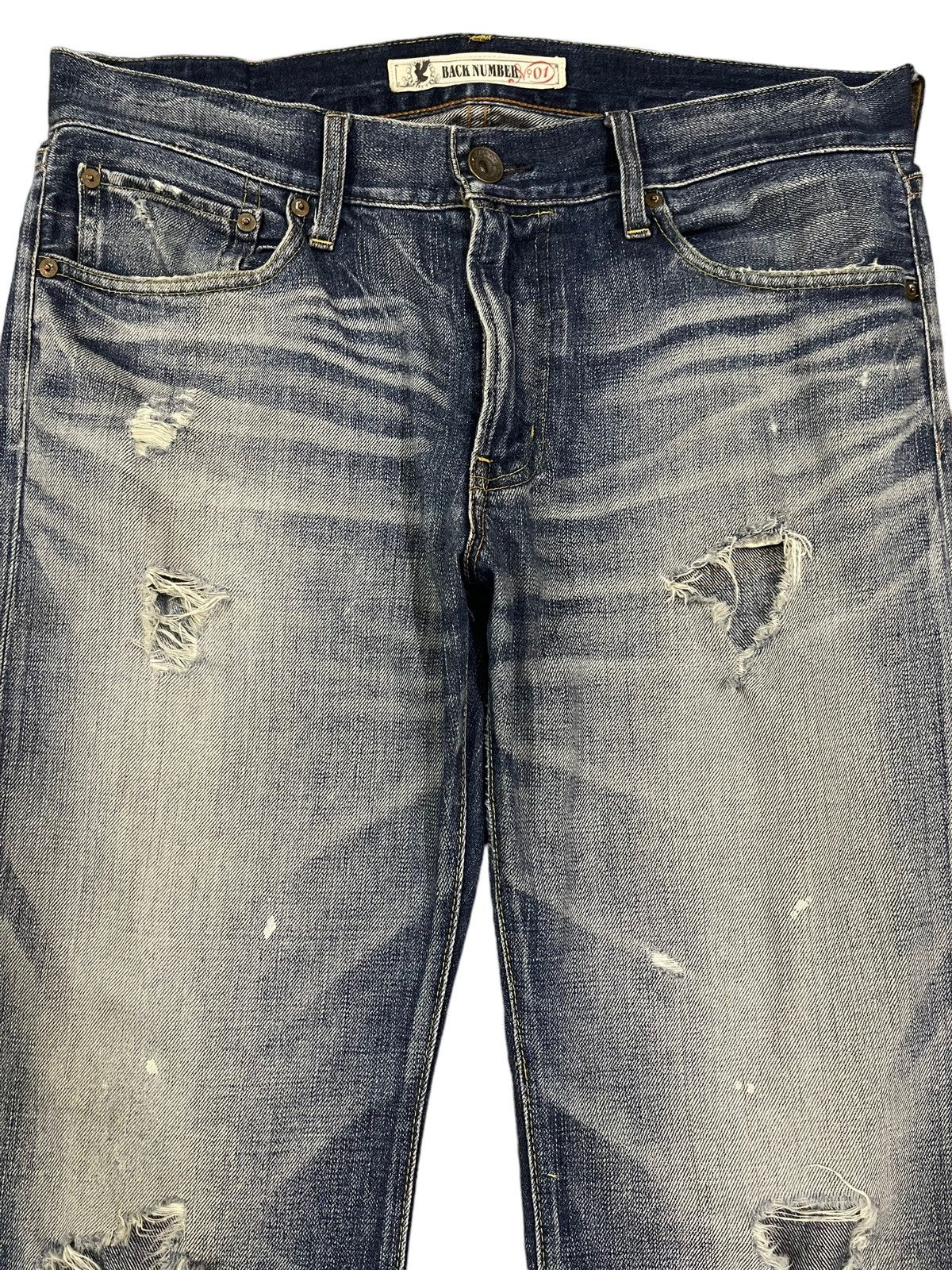 Sugar Cane Vintage Japanese Brand Blue Wash Distressed Baggy Jeans Size US 35 - 3 Thumbnail