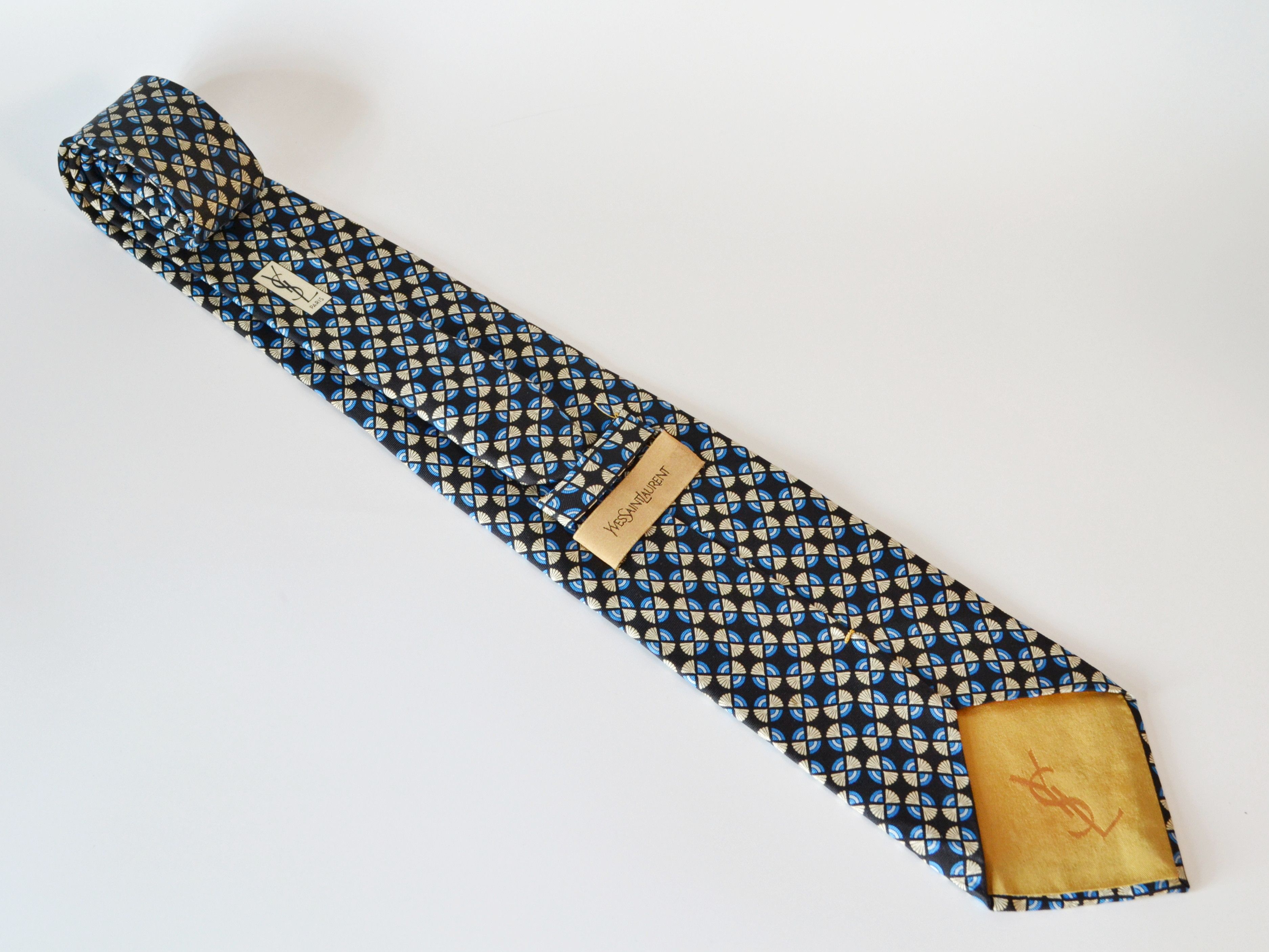 Yves Saint Laurent Yves Saint Laurent Men's Geometric Pattern Silk Neck Tie Size ONE SIZE - 2 Thumbnail