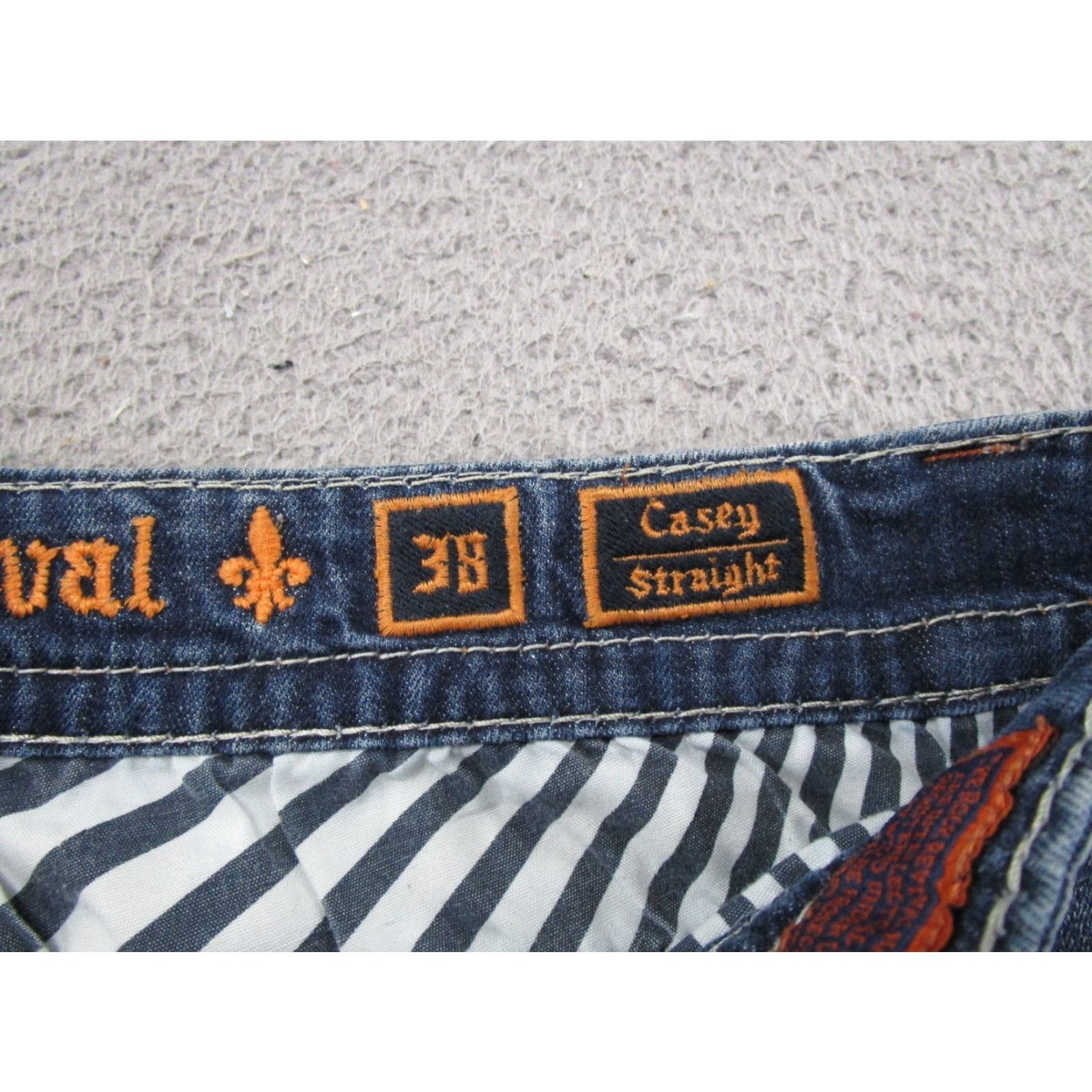 Vintage Rock Revival Jeans Casey Men's 38x33 Distressed Embordered Denim Thick Stitch Size US 38 / EU 54 - 6 Thumbnail