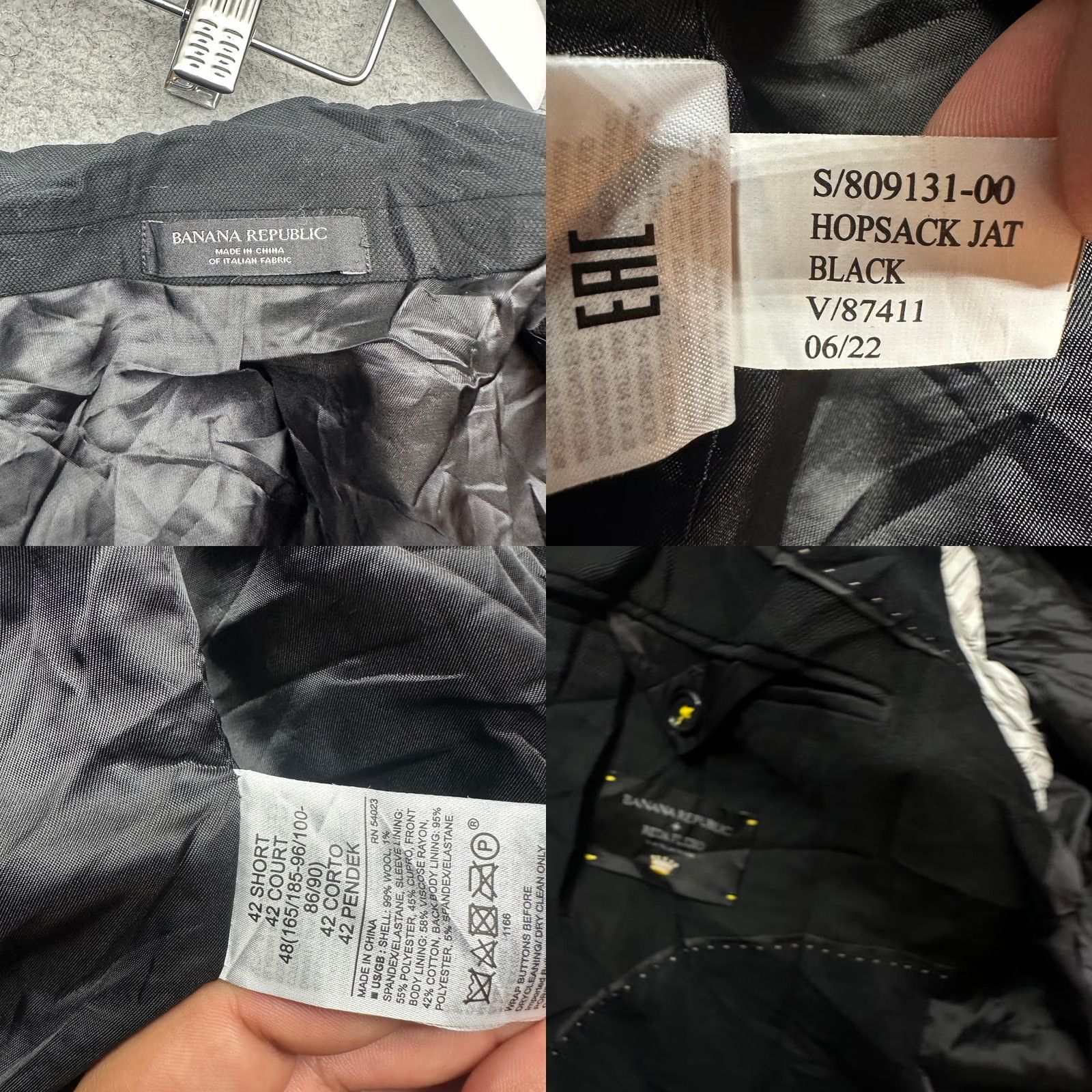 Banana Republic Banana Republic Signature Italian Hopsack Suit Jacket Mens 42 Short Black Wool Blazer 809131 Size US 42 / EU 58 - 10 Thumbnail