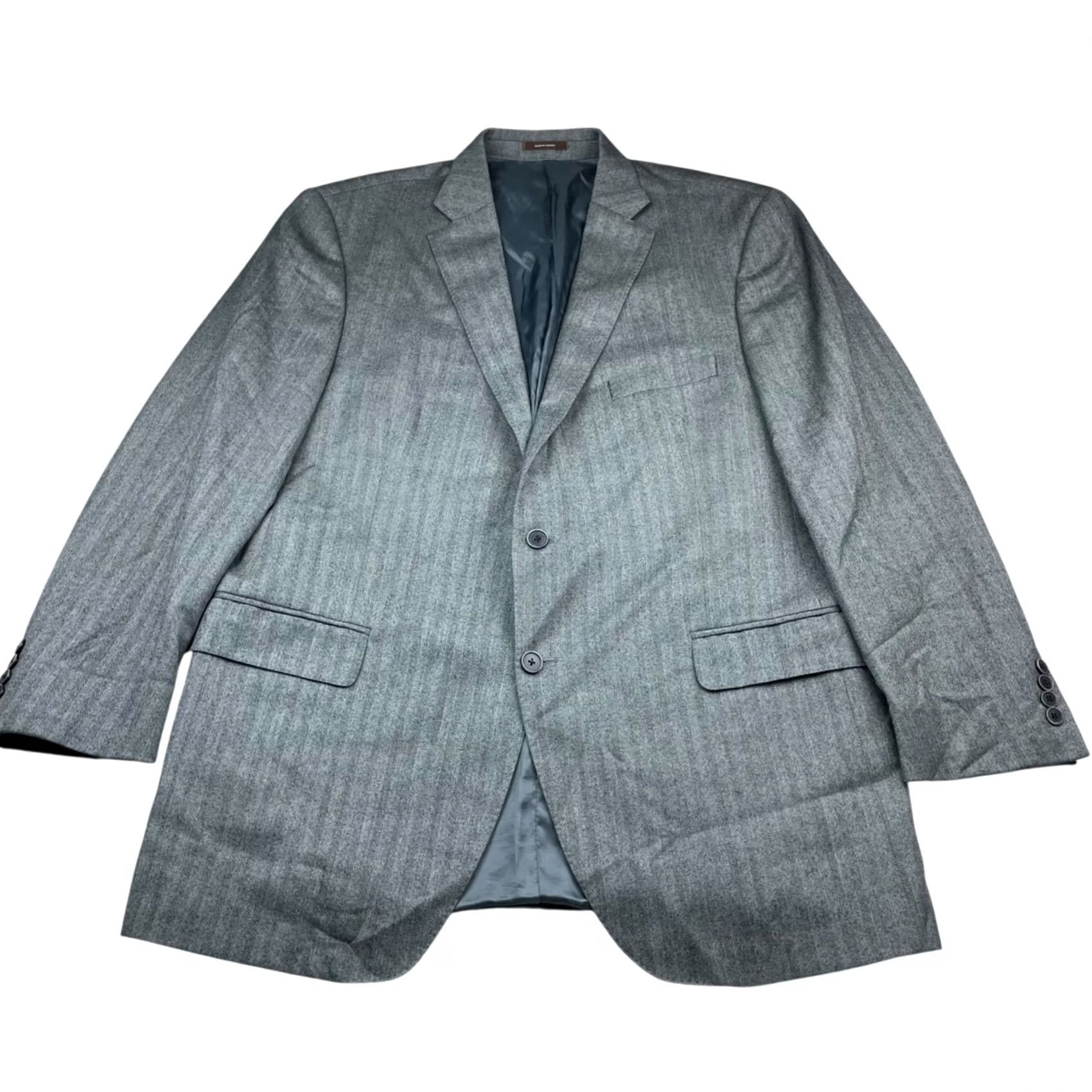 Peter Millar Peter Millar Blazer Jacket Mens 100% Wool Gray Herringbone 2-Button Long 46 L Notch Lapel Mens Size 46R - 2 Thumbnail