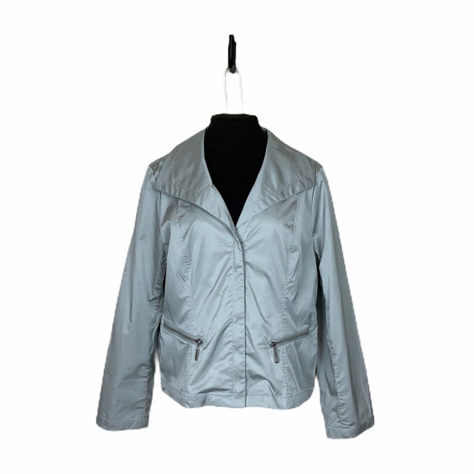 Chicos Chico's Carlynn Jacket Front Zip Metallic Sheen Gray Large Size L / US 10 / IT 46 - 1 Thumbnail