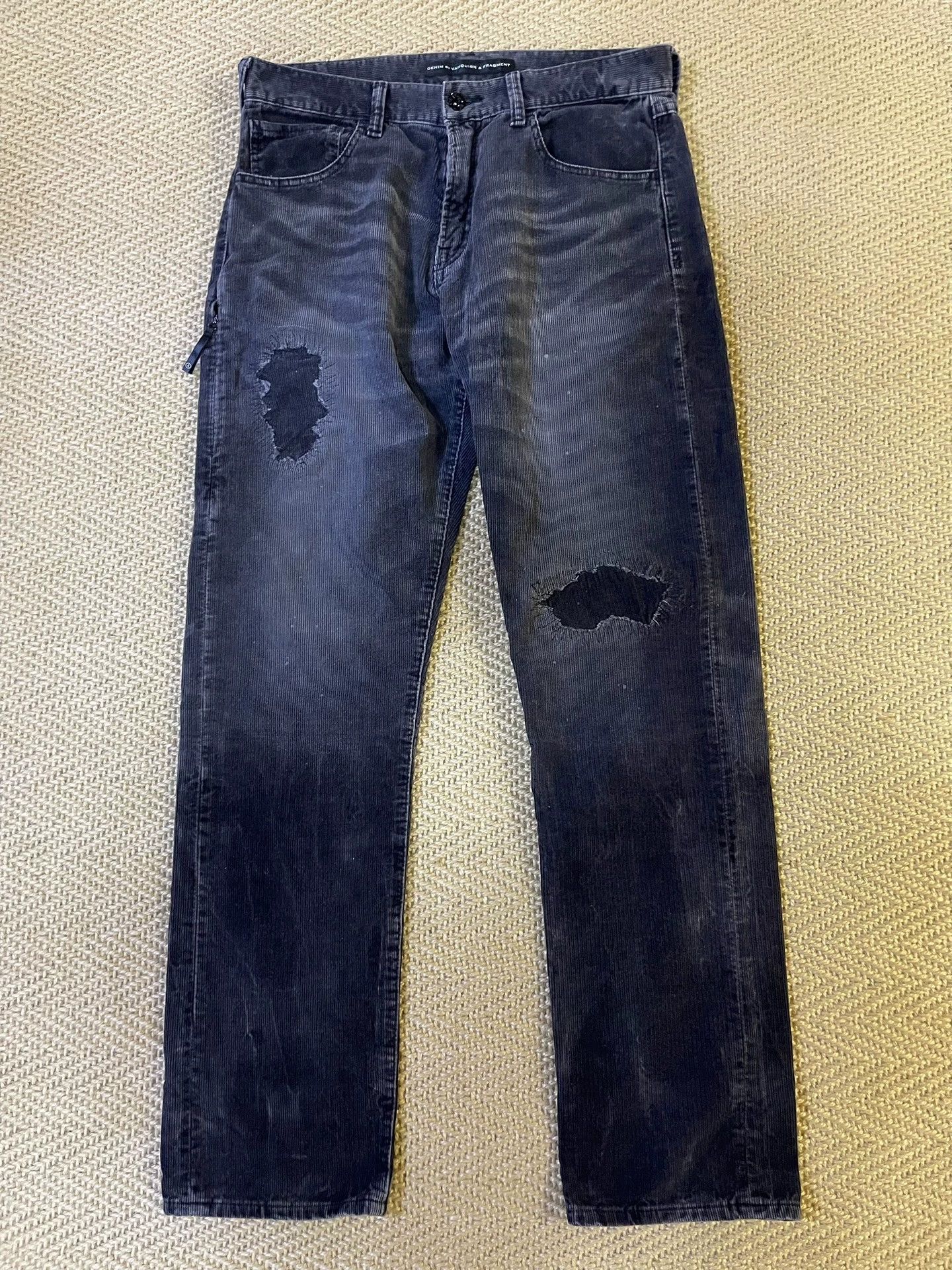 Fragment Design FRAGMENT x VANQUISH Black Washed Corduroy Pants W30 Size US 30 / EU 46 - 1 Thumbnail