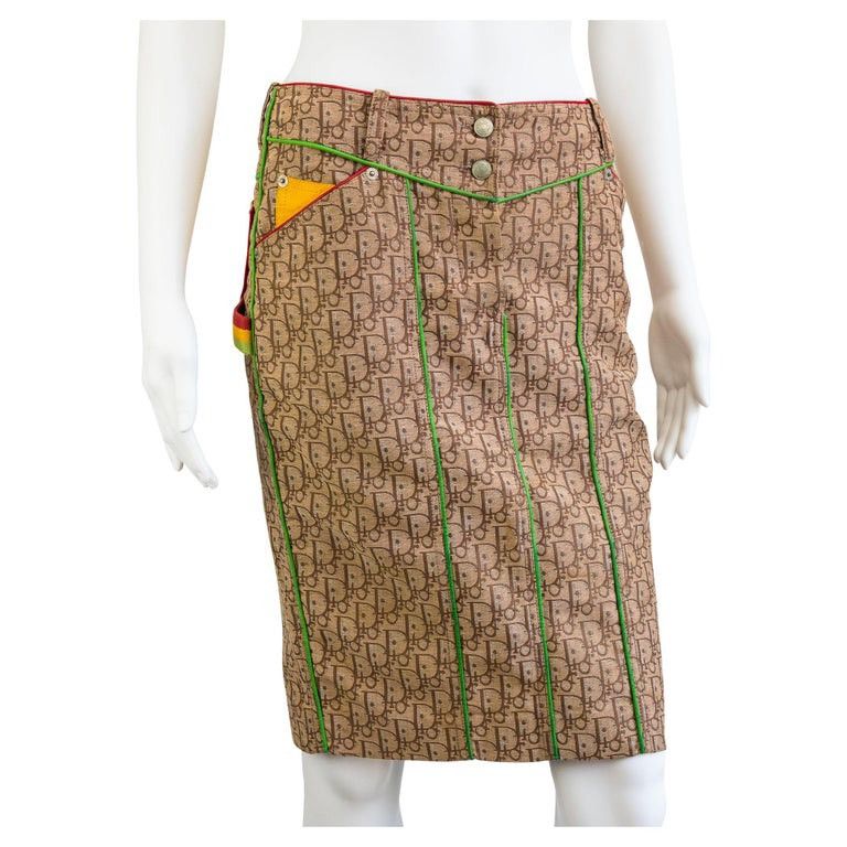 Dior 2004 Christian Dior By Galliano Rasta Monogram Skirt Size 29" - 9 Thumbnail