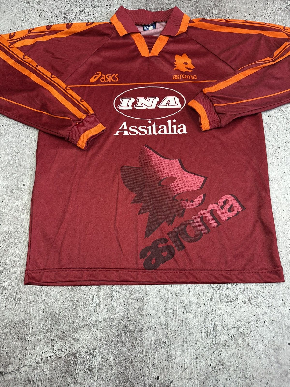Asics 1995/96 Asics AS Roma Vintage Long Sleeve Soccer Jersey Size US M / EU 48-50 / 2 - 4 Thumbnail