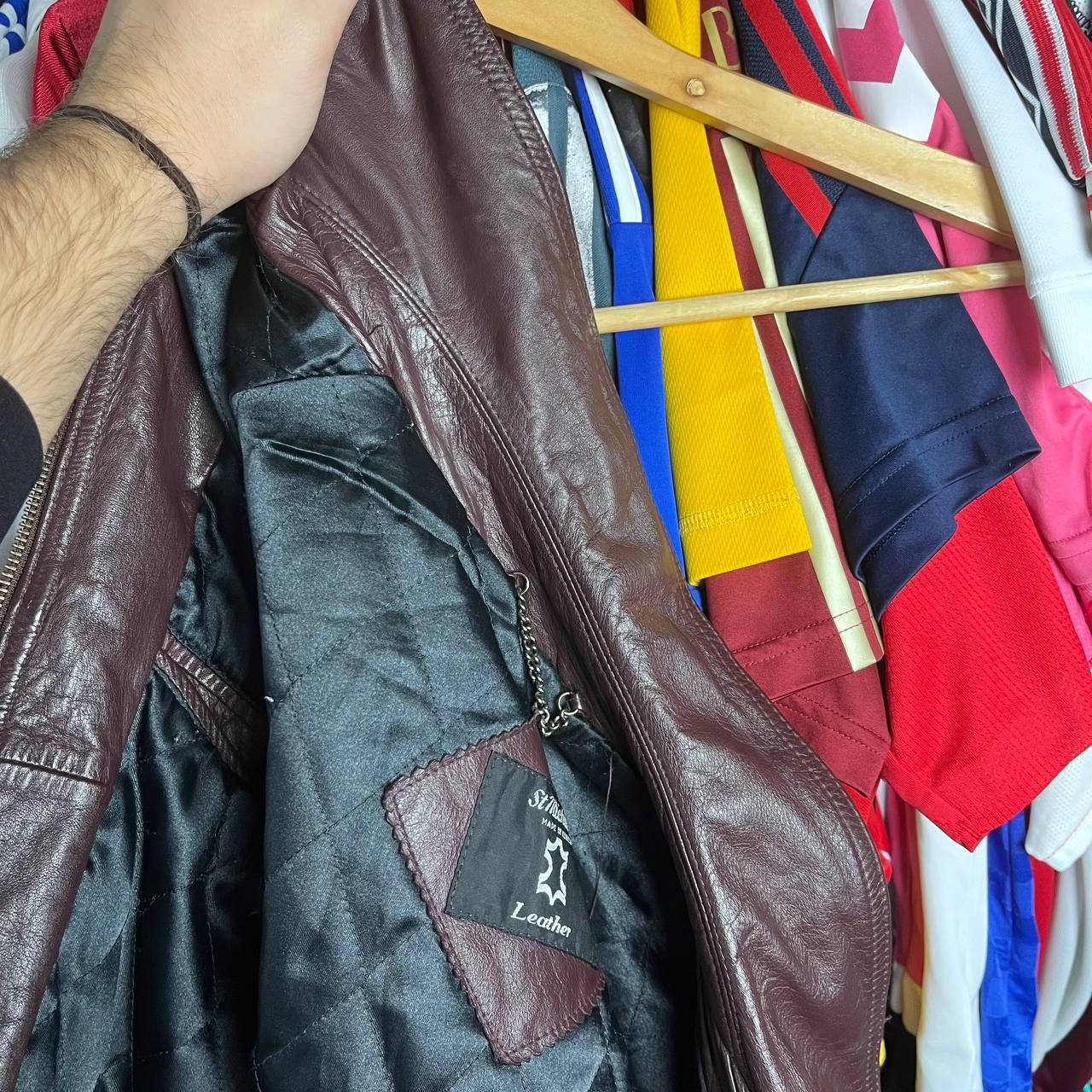 Vintage Vintage St Michael Real Leather Biker Brown Bomber Jacket Size US M / EU 48-50 / 2 - 14 Thumbnail