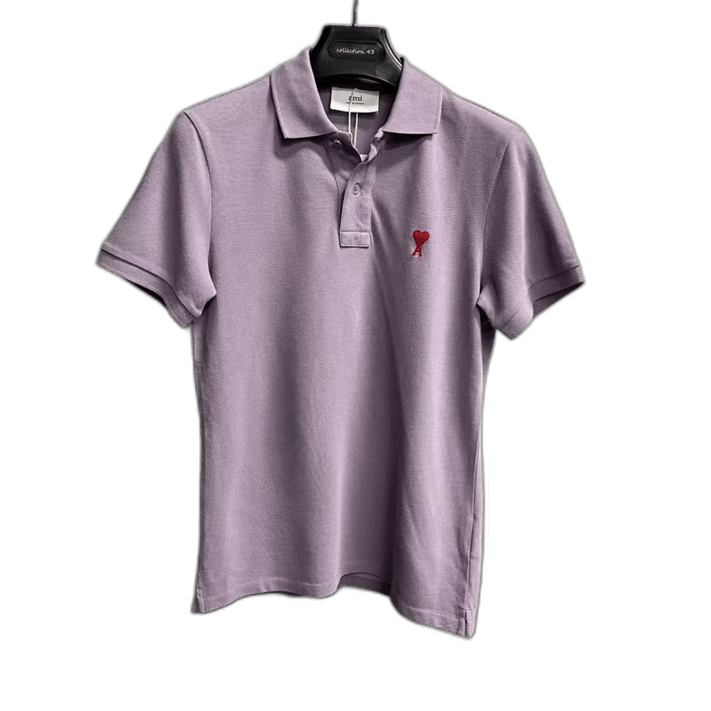 AMI Deep Purple Heart Logo Short Sleeve Polo Size US XS / EU 42 / 0 - 1 Thumbnail