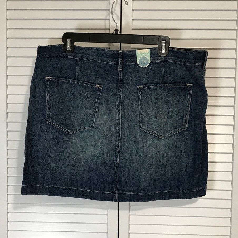 Old Navy NWT Old Navy Denim Blue Button-Fly Mini Jean Skirt 14 Size 39" - 2 Thumbnail